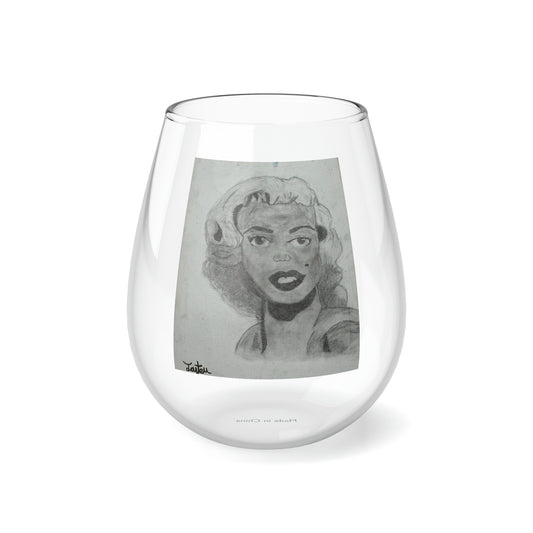 Retro 50s Leading Lady Stemless Wine Glass, 11.75oz