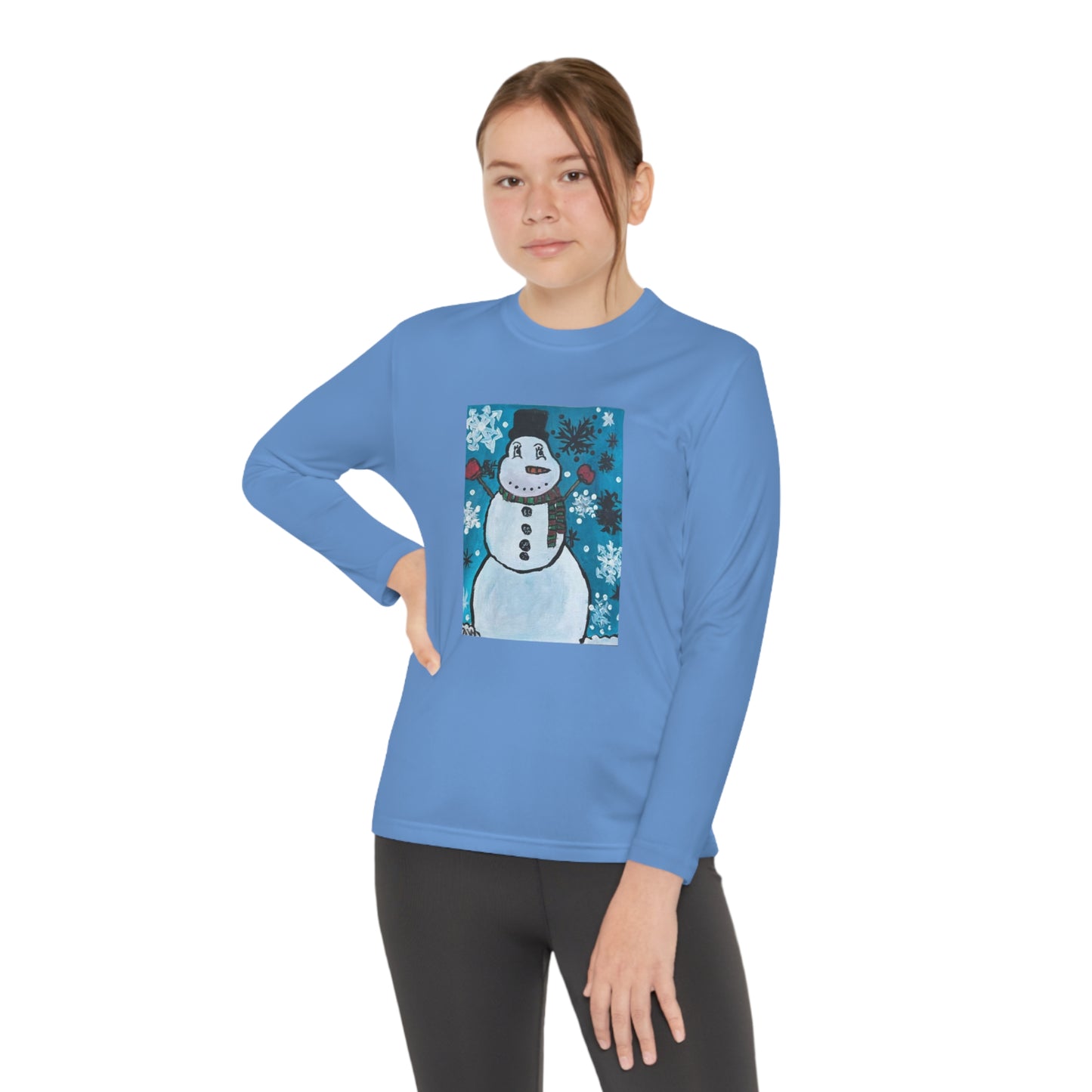 Happy Snowman Youth Long Sleeve Competitor Tee