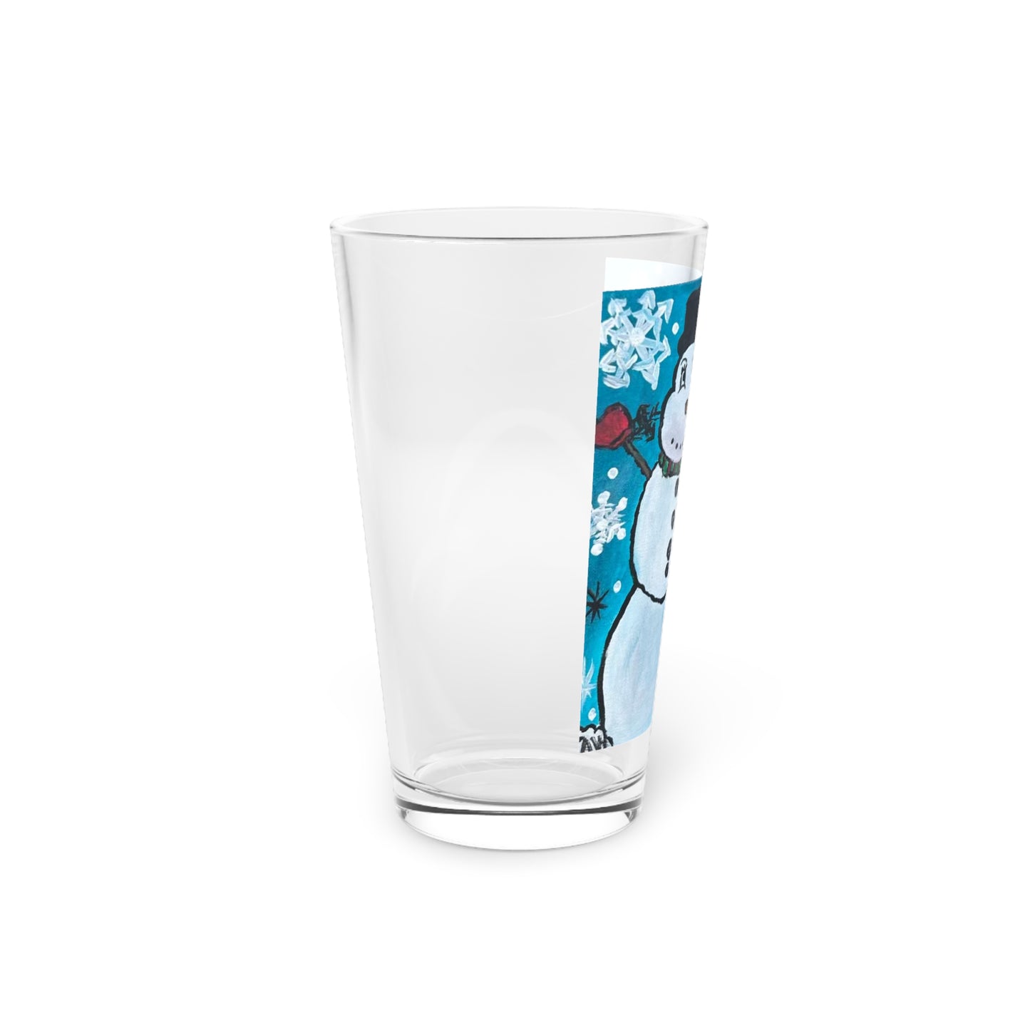 Happy Snowman Pint Glass, 16oz