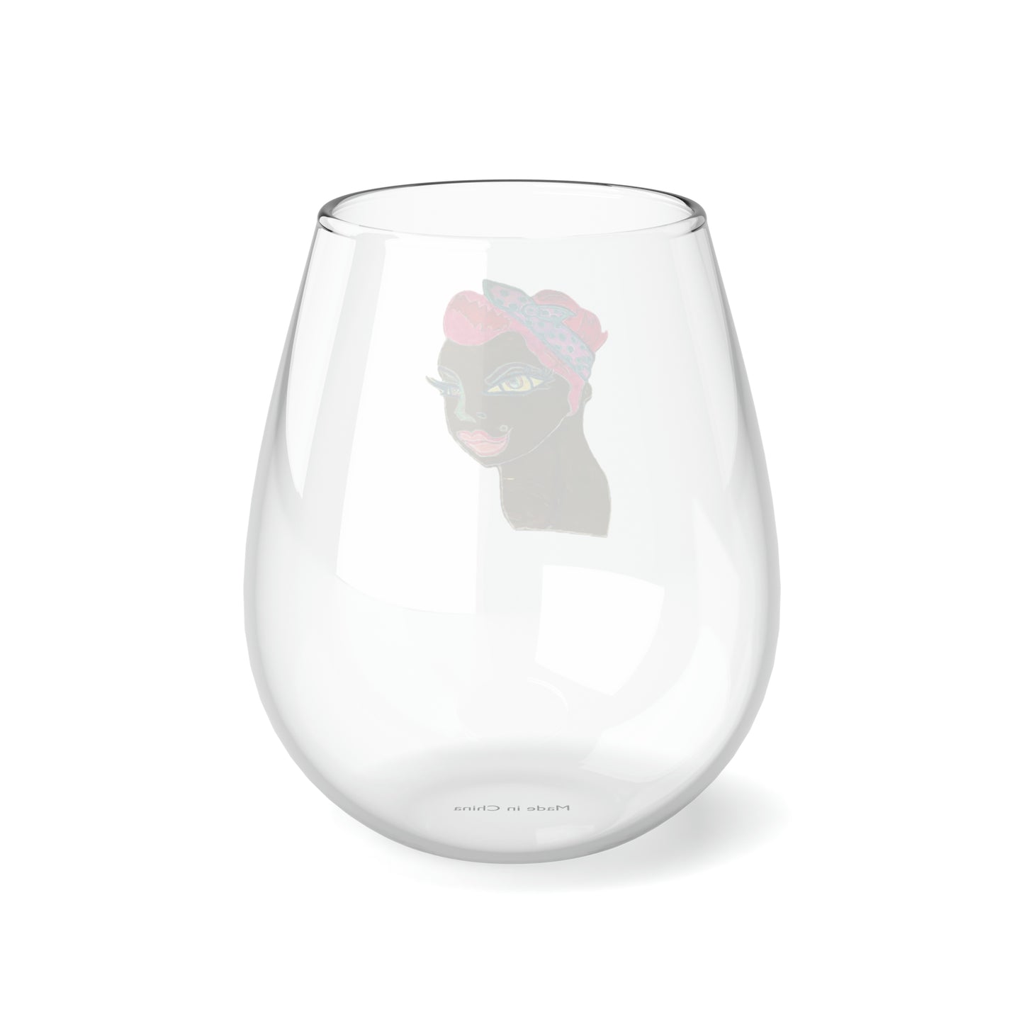 Folk Art Stemless Wine Glass, 11.75oz