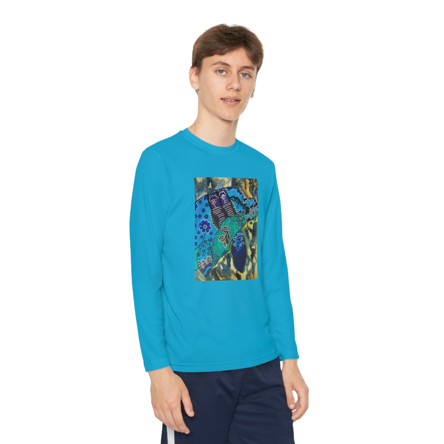 Psychedelic Sea Turtle Youth Long Sleeve Competitor Tee