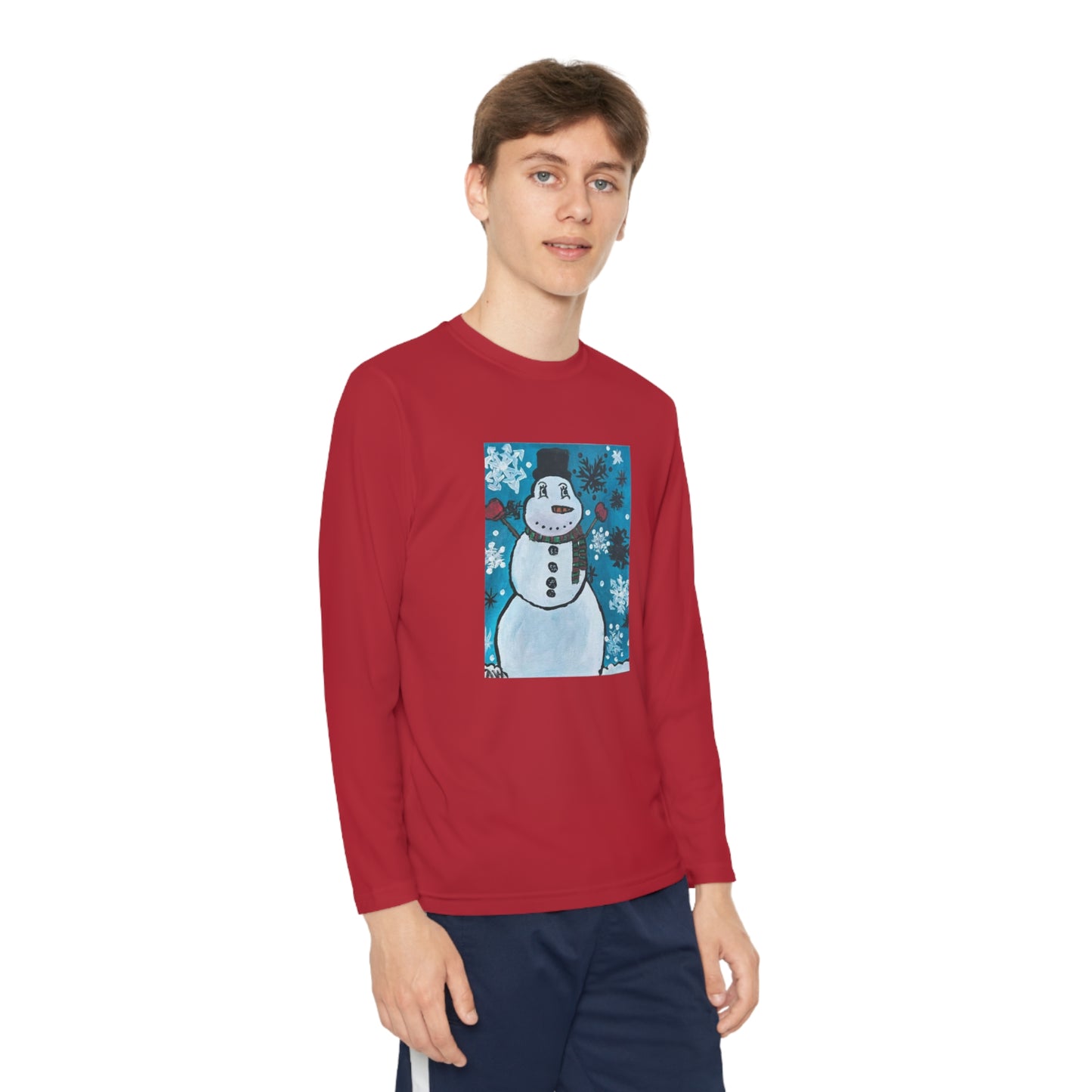 Happy Snowman Youth Long Sleeve Competitor Tee