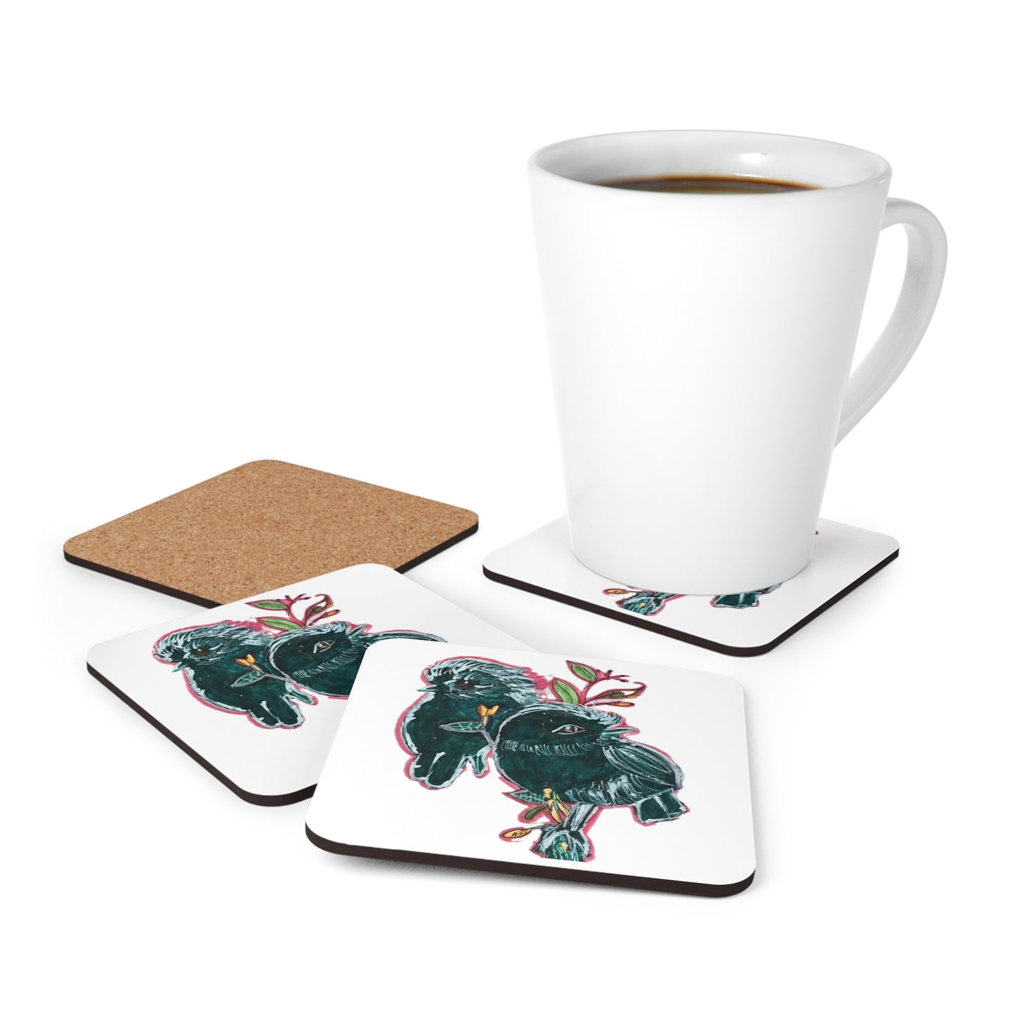 Birdie Corkwood Coaster Set