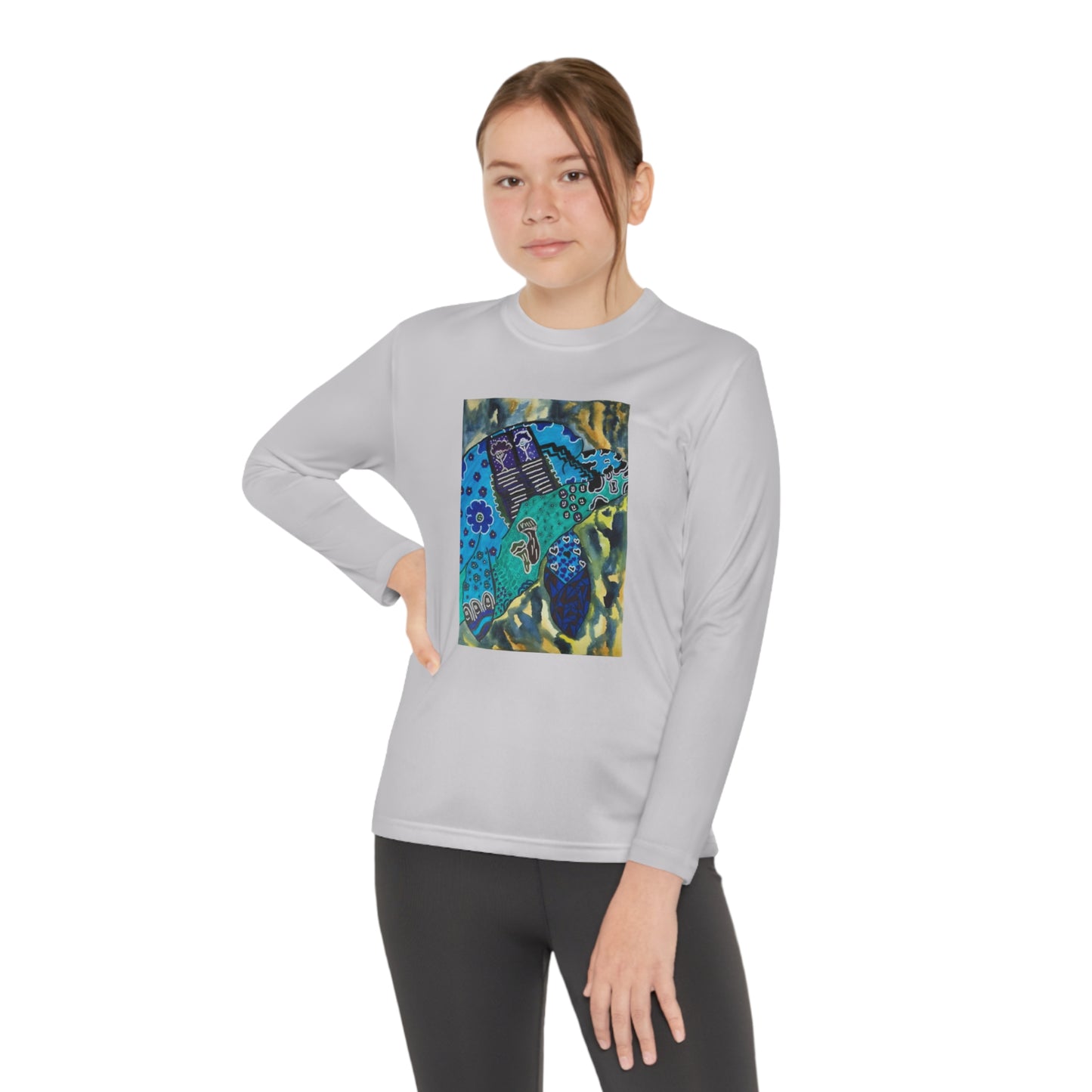 Psychedelic Sea Turtle Youth Long Sleeve Competitor Tee