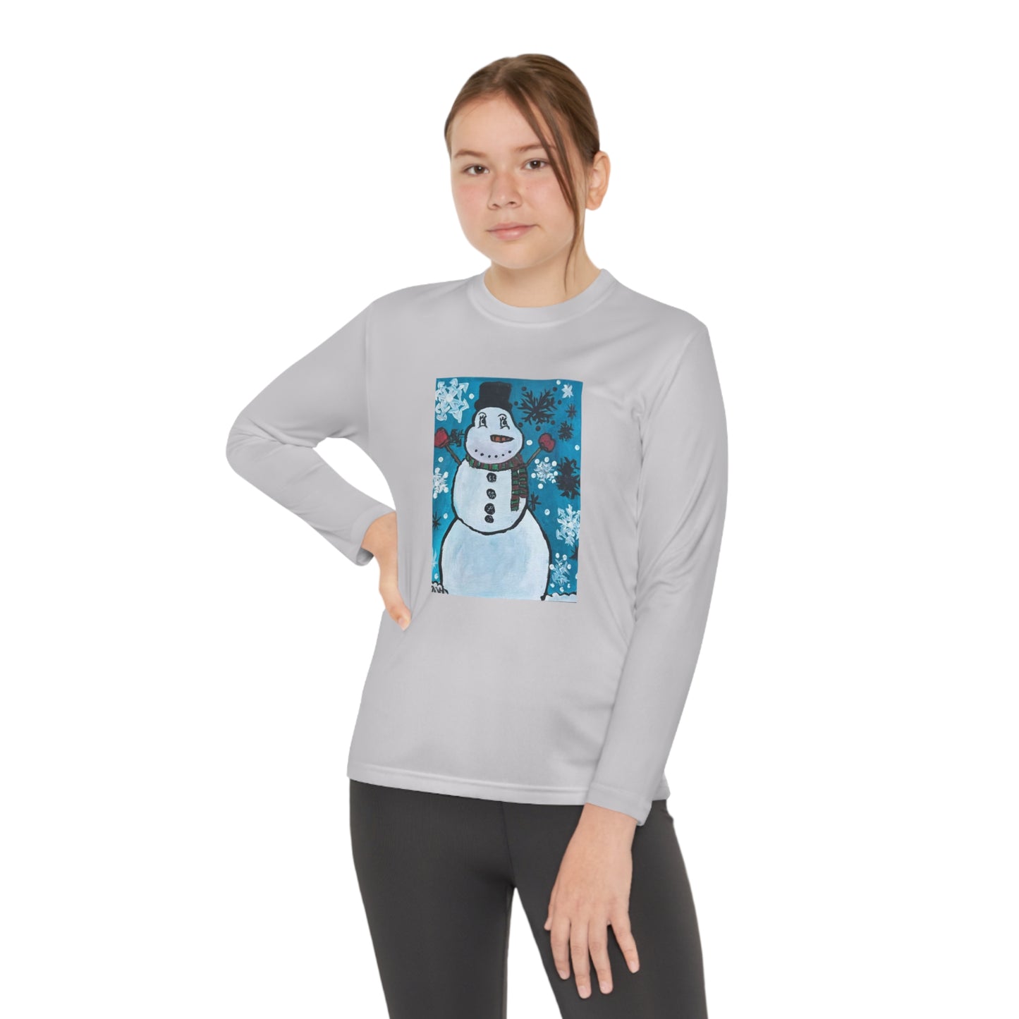 Happy Snowman Youth Long Sleeve Competitor Tee