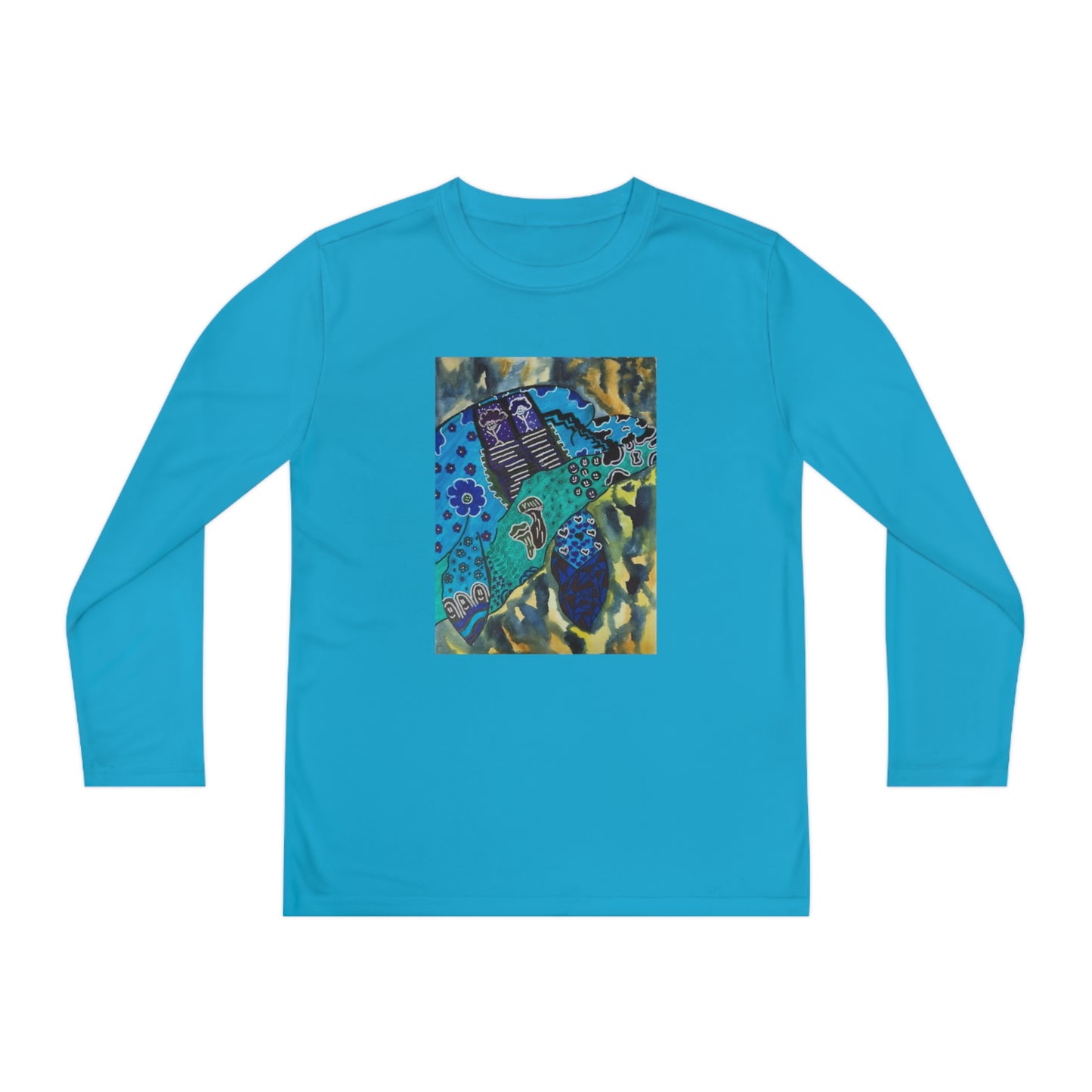 Psychedelic Sea Turtle Youth Long Sleeve Competitor Tee