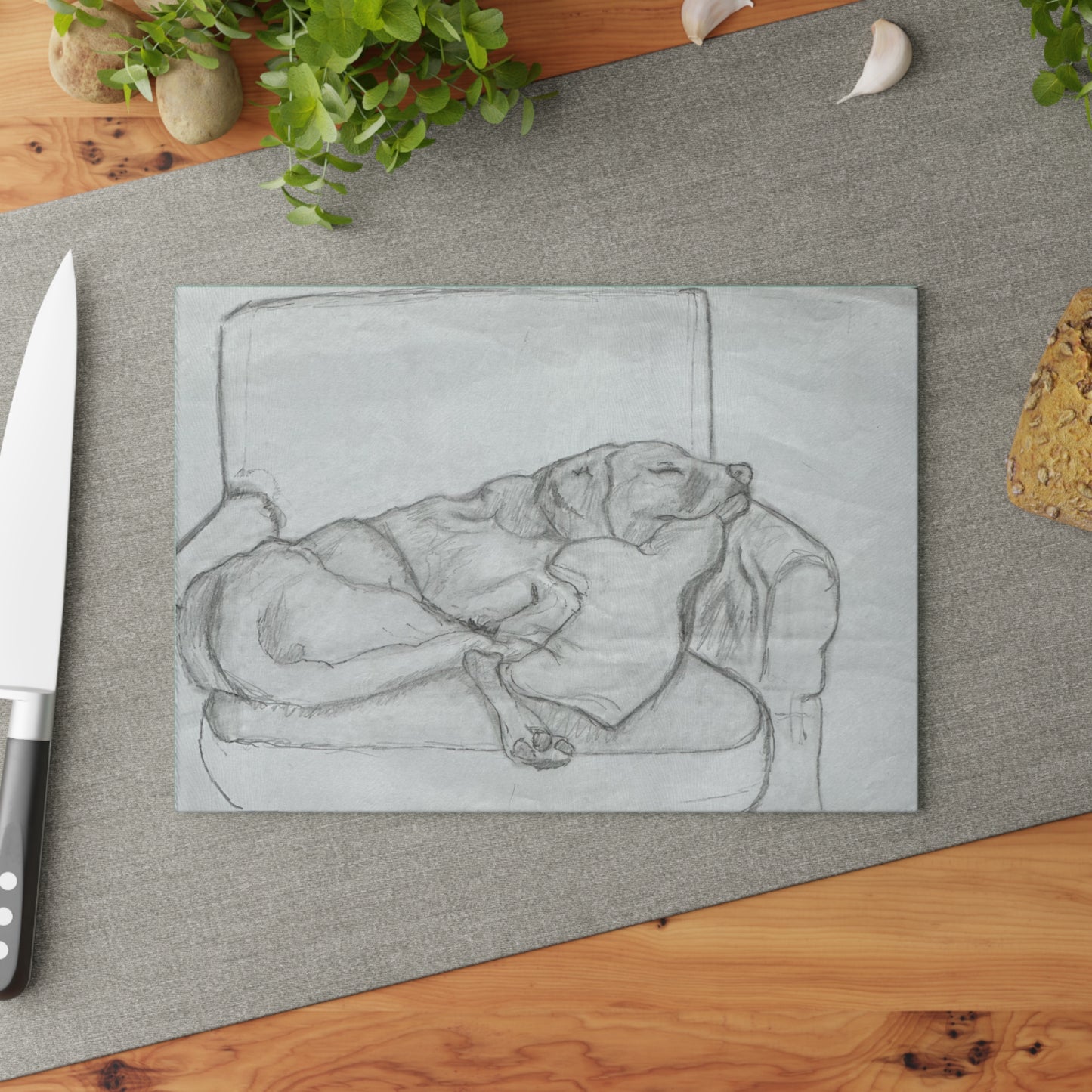 Sleeping Dog Glass Cutting Board