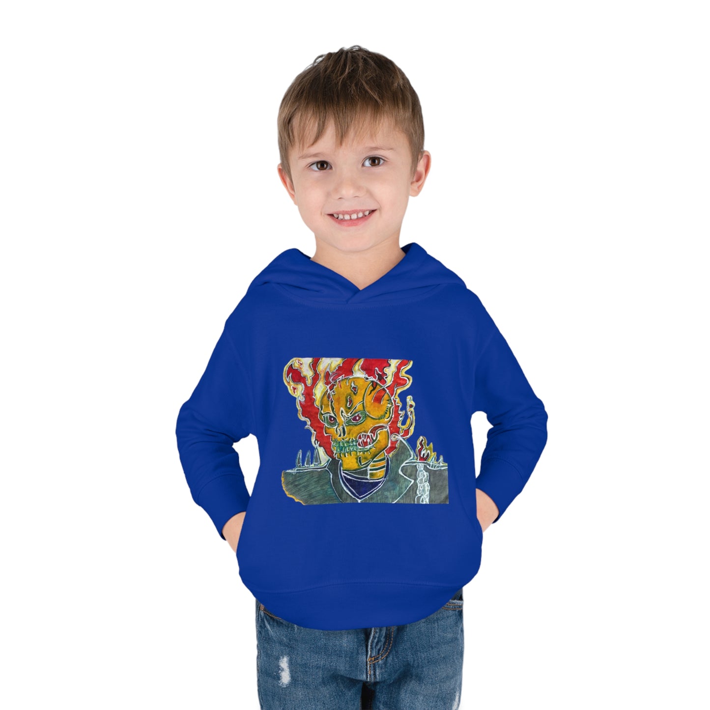 Skeleton On Fire Toddler Pullover Fleece Hoodie