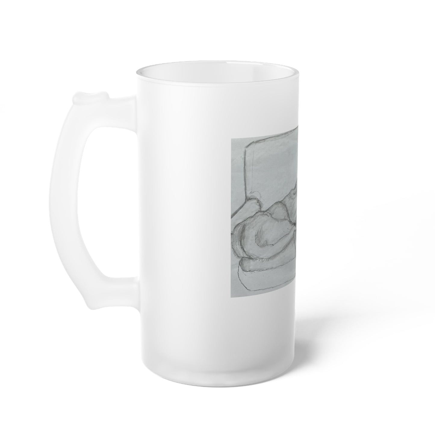 Sleeping Dog Frosted Glass Beer Mug