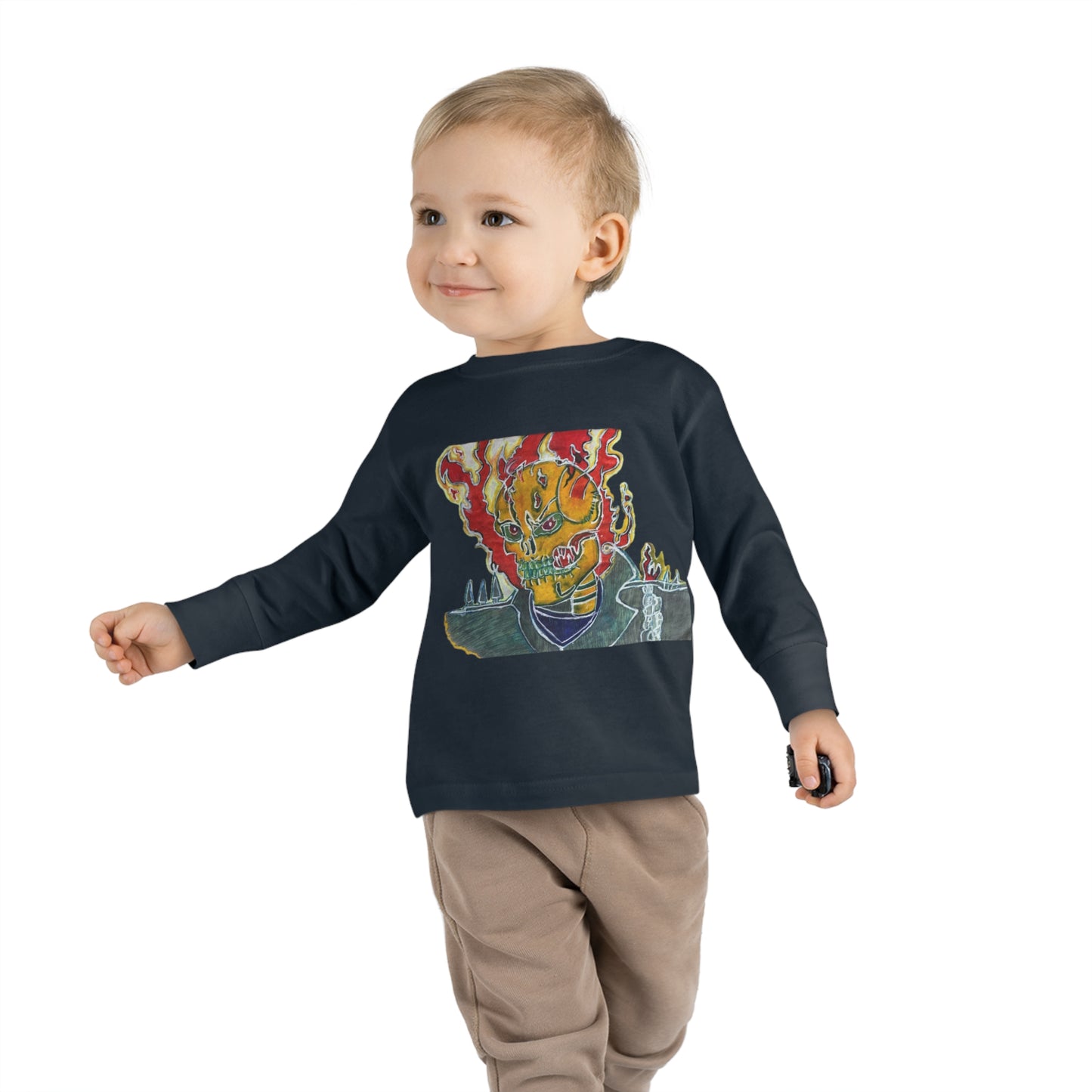 Skeleton On Fire Toddler Long Sleeve Tee