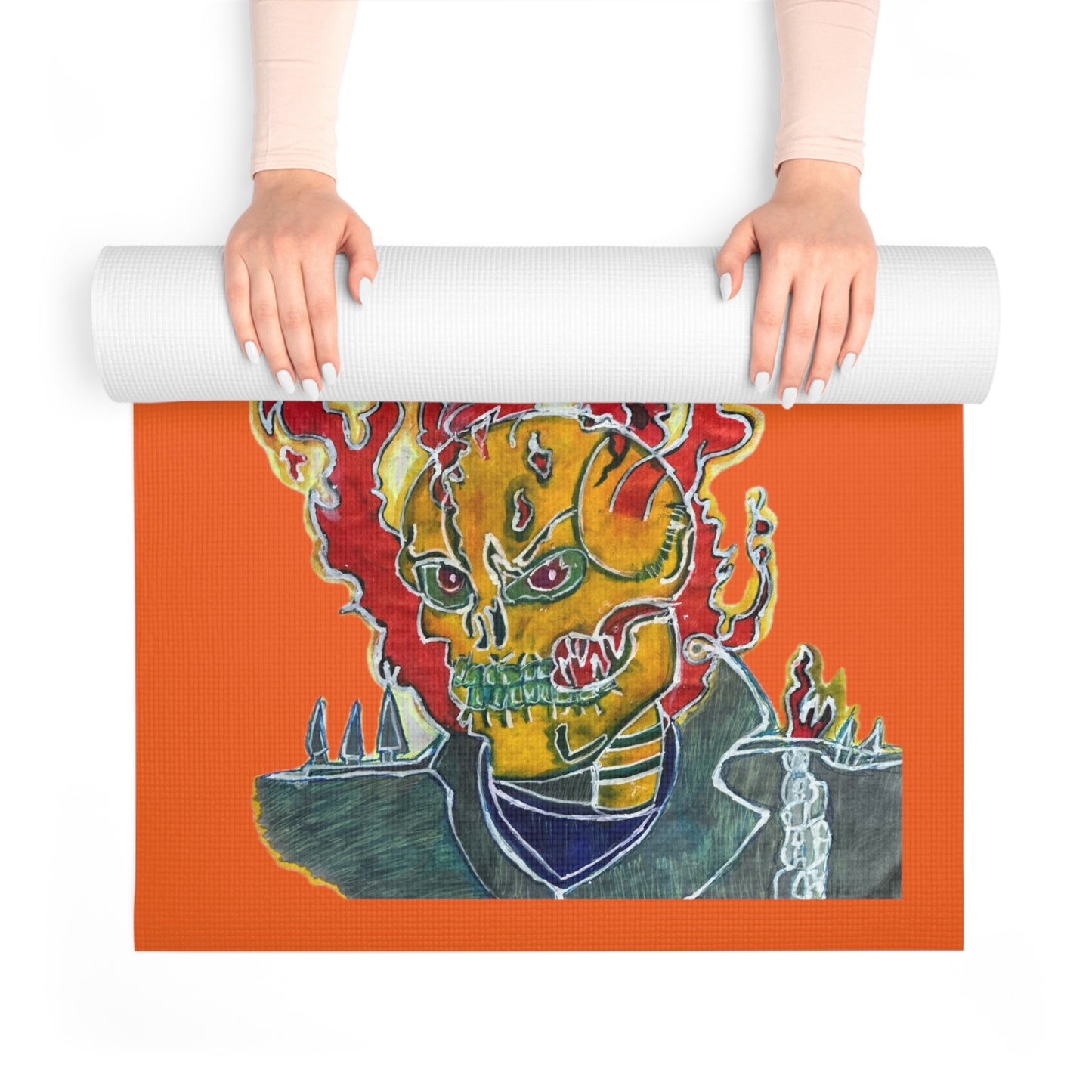 Skeleton On Fire Inspire Foam Yoga Mat