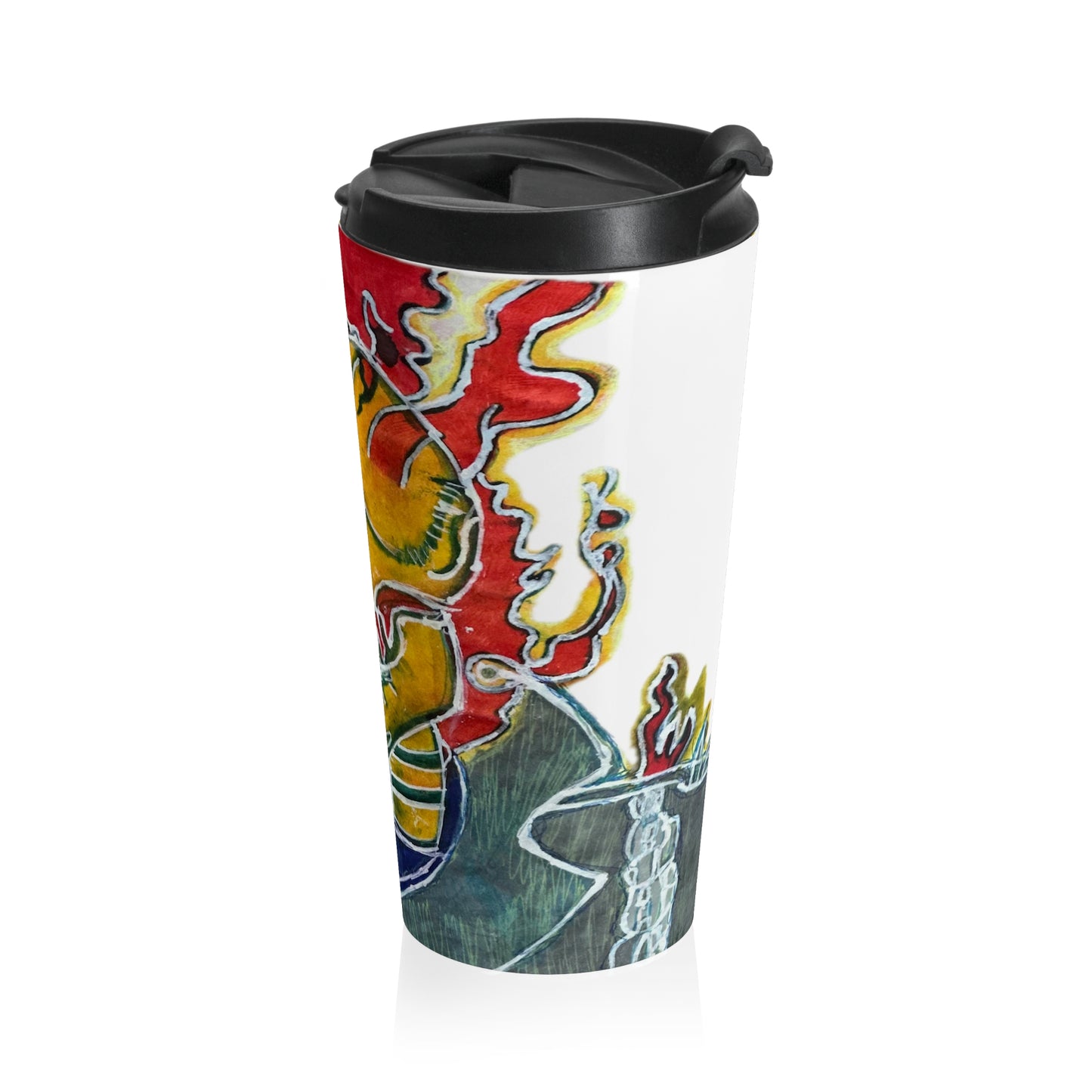 Skeleton On Fire Stainless Steel Travel Mug