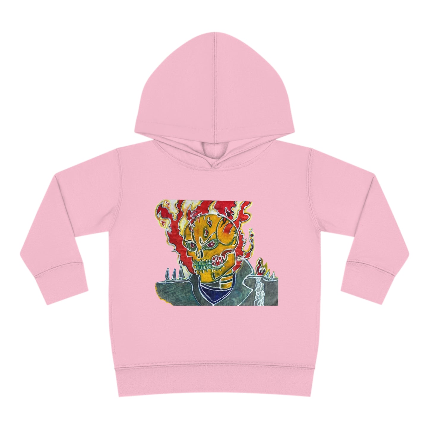 Skeleton On Fire Toddler Pullover Fleece Hoodie