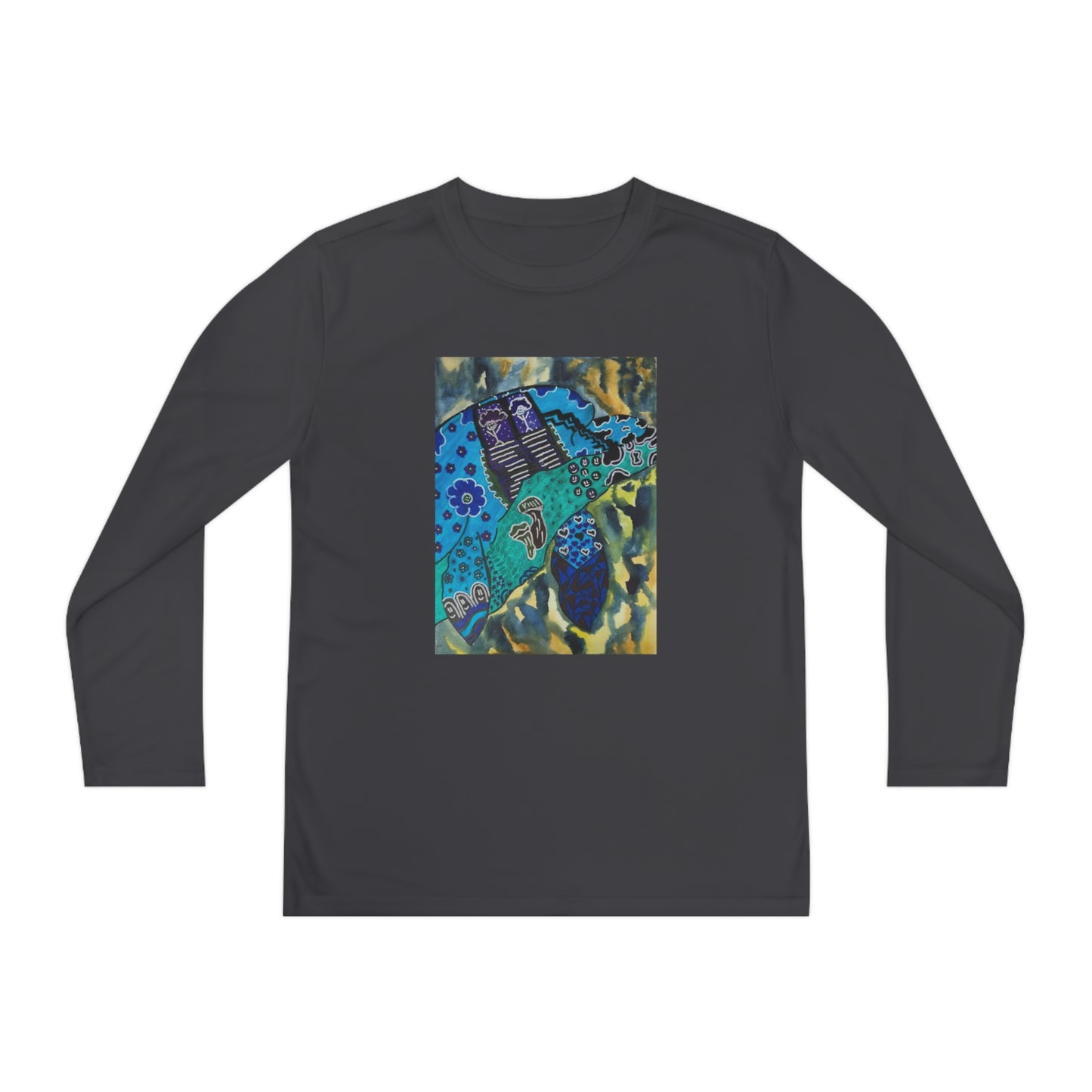 Psychedelic Sea Turtle Youth Long Sleeve Competitor Tee