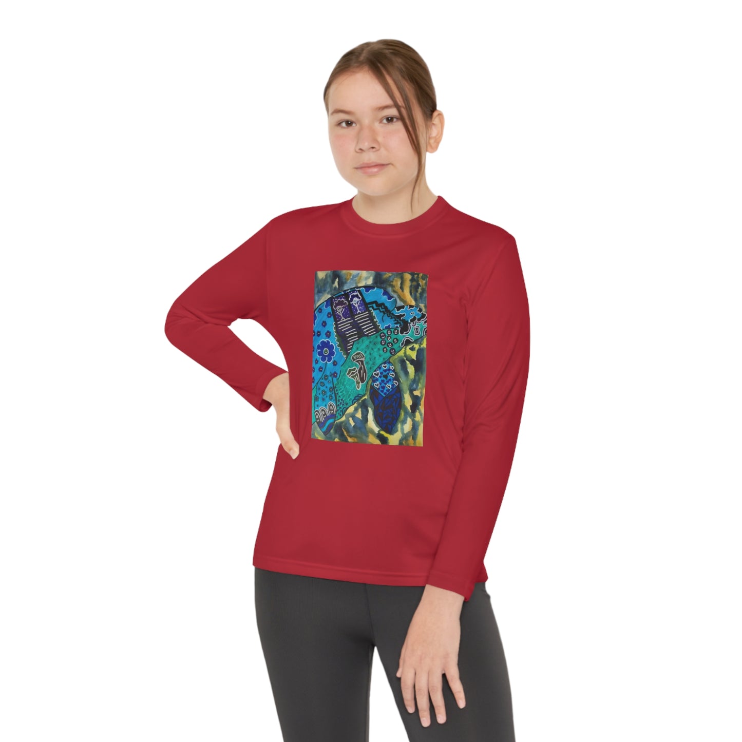 Psychedelic Sea Turtle Youth Long Sleeve Competitor Tee