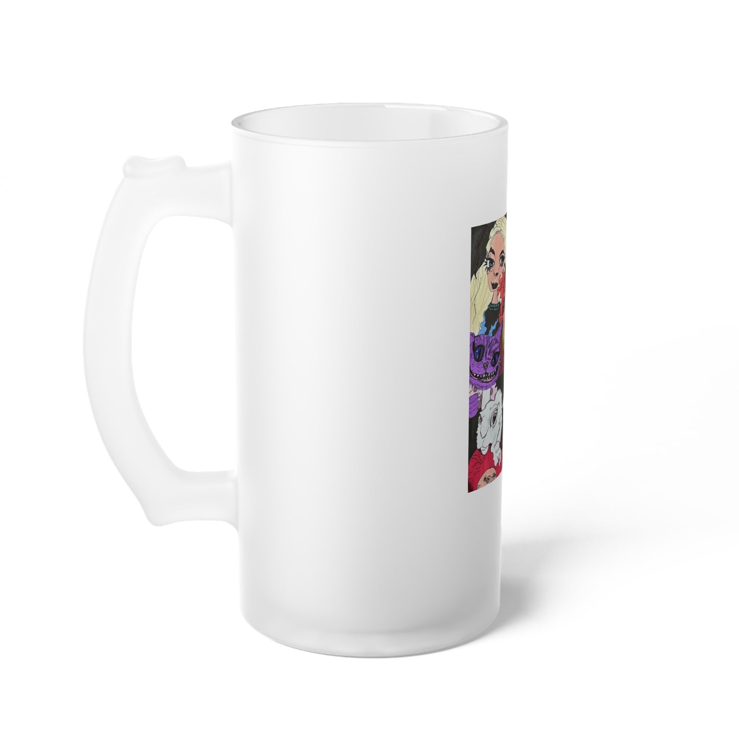 Hatter Madness Frosted Glass Beer Mug