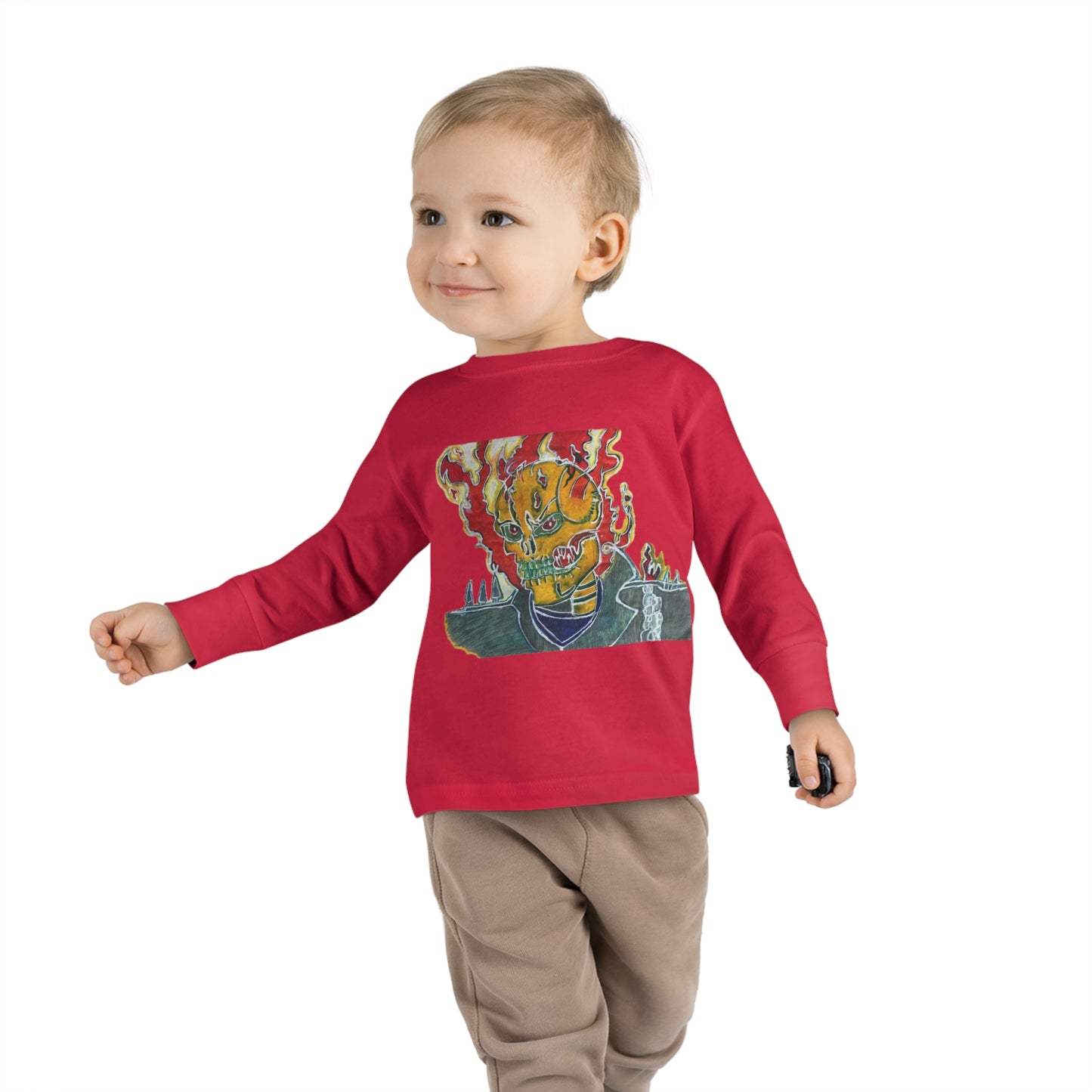 Skeleton On Fire Toddler Long Sleeve Tee