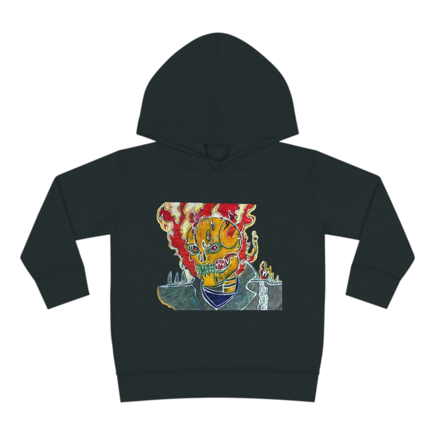 Skeleton On Fire Toddler Pullover Fleece Hoodie