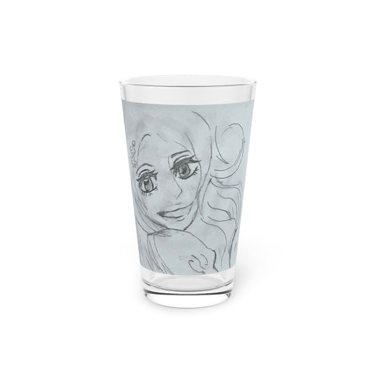 Anime Smiling Girl Pint Glass, 16oz