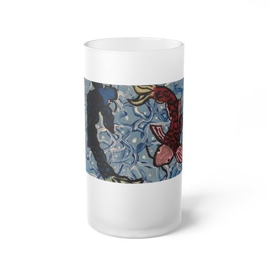 Koi Wonder Frosted Glass Beer Mug