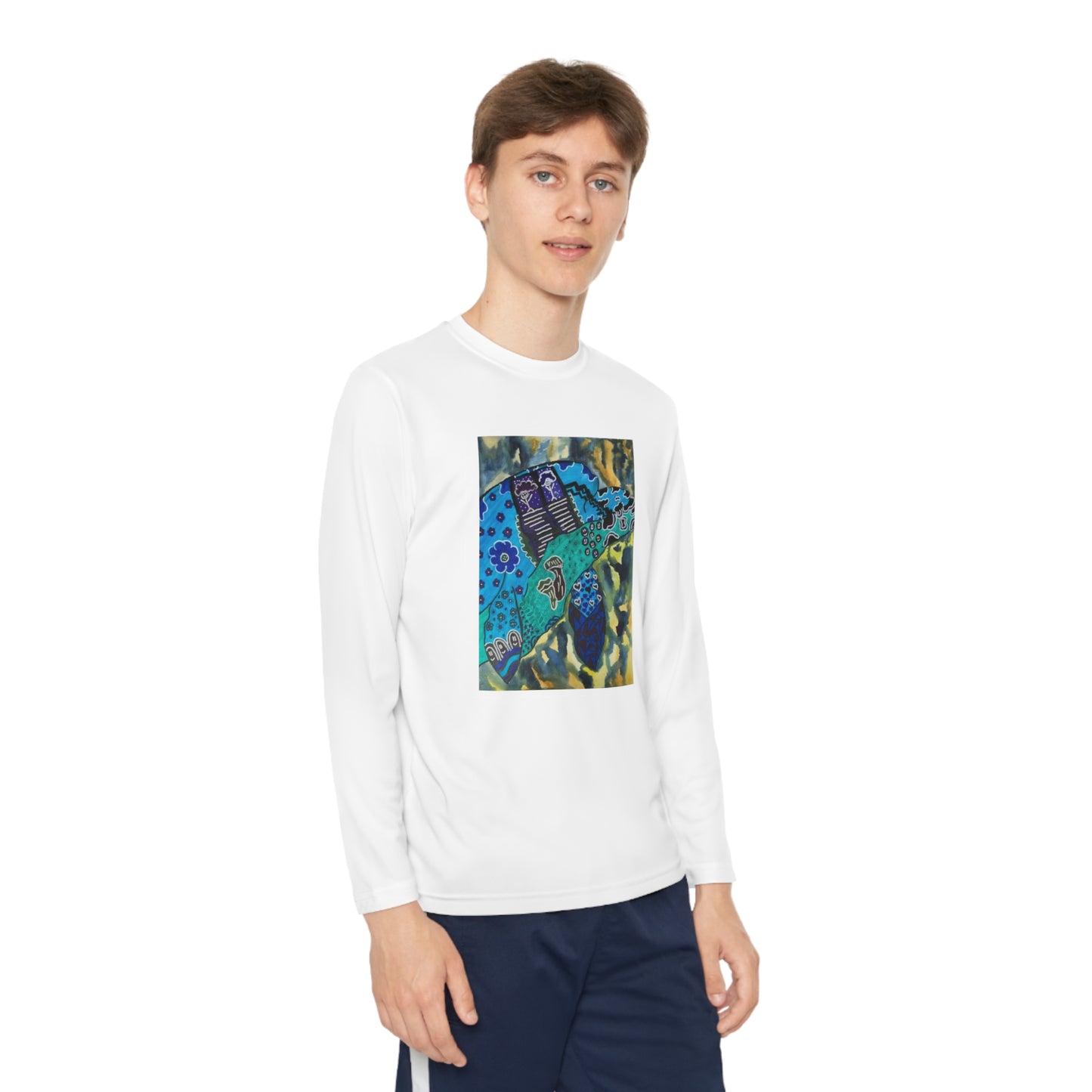 Psychedelic Sea Turtle Youth Long Sleeve Competitor Tee