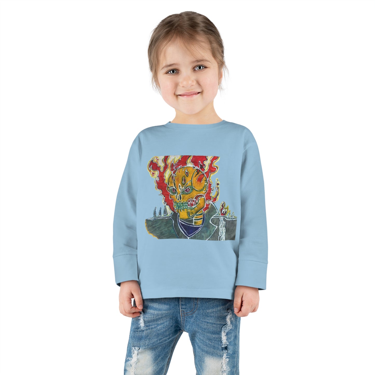 Skeleton On Fire Toddler Long Sleeve Tee