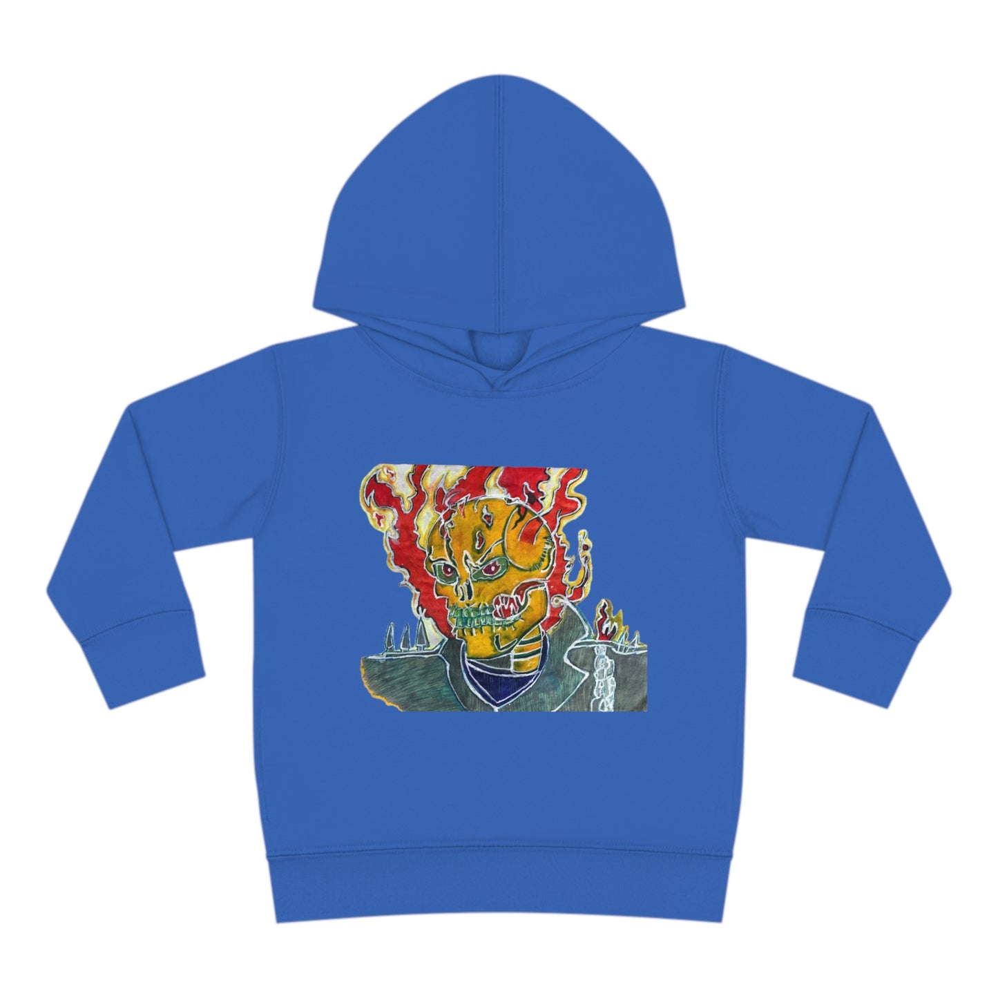 Skeleton On Fire Toddler Pullover Fleece Hoodie