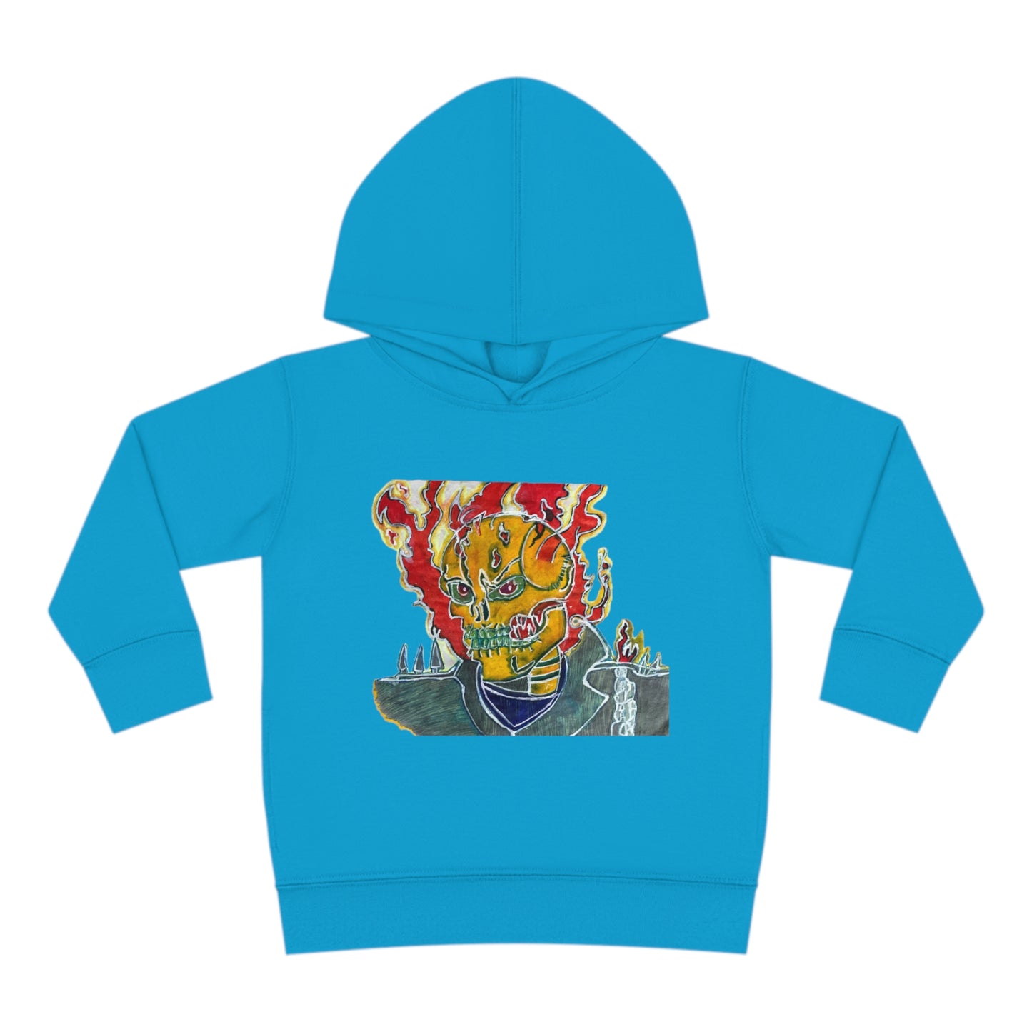 Skeleton On Fire Toddler Pullover Fleece Hoodie