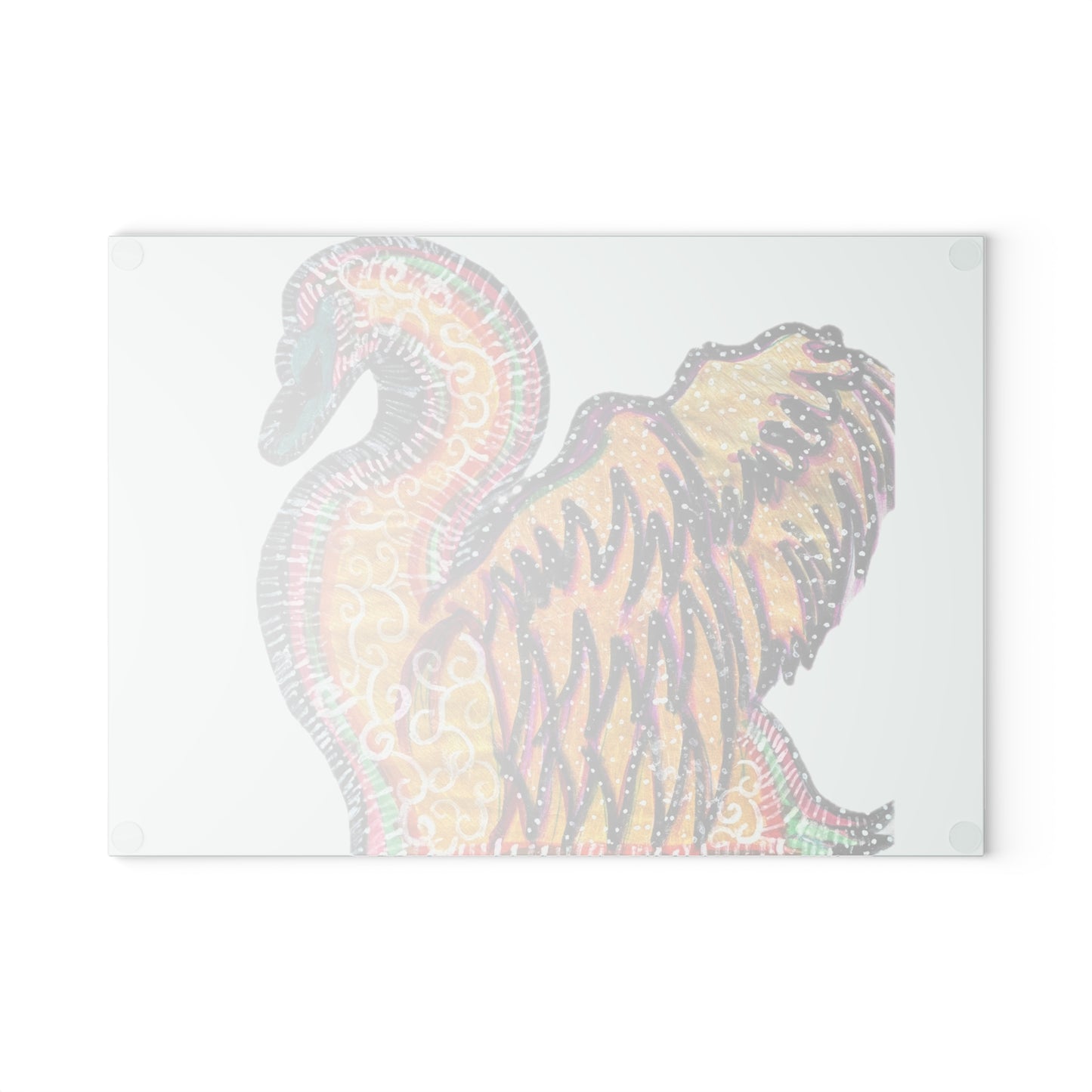 Psychedelic Swan Glass Cutting Board