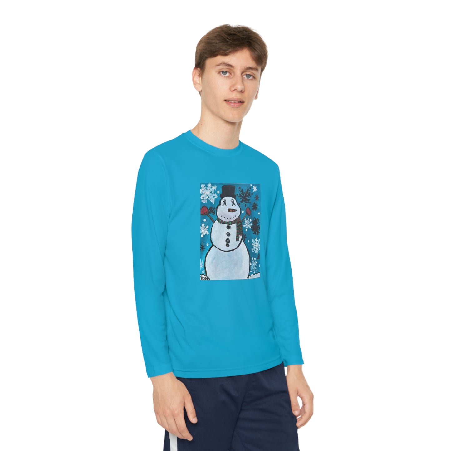 Happy Snowman Youth Long Sleeve Competitor Tee