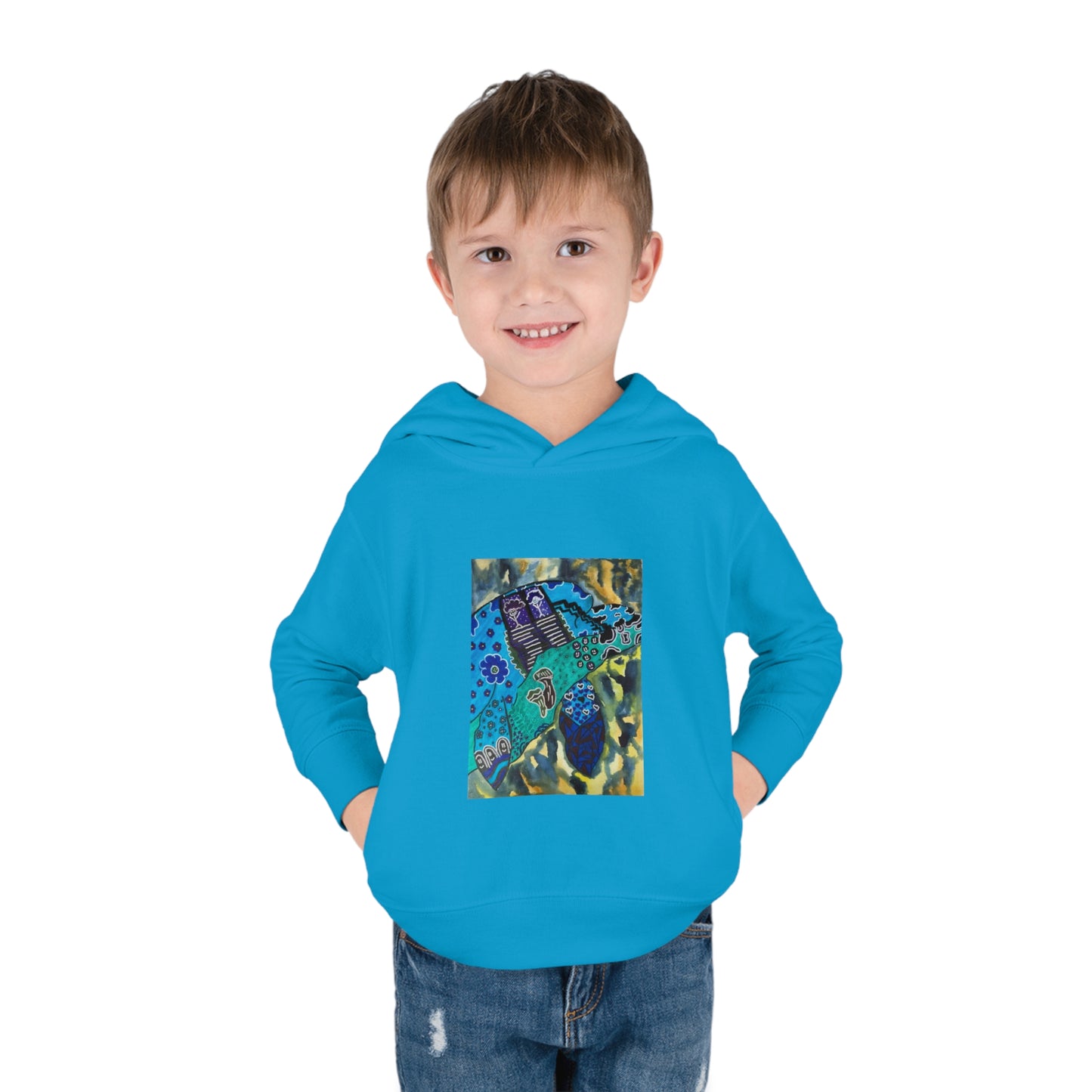 Psychedelic Sea Turtle Toddler Pullover Fleece Hoodie