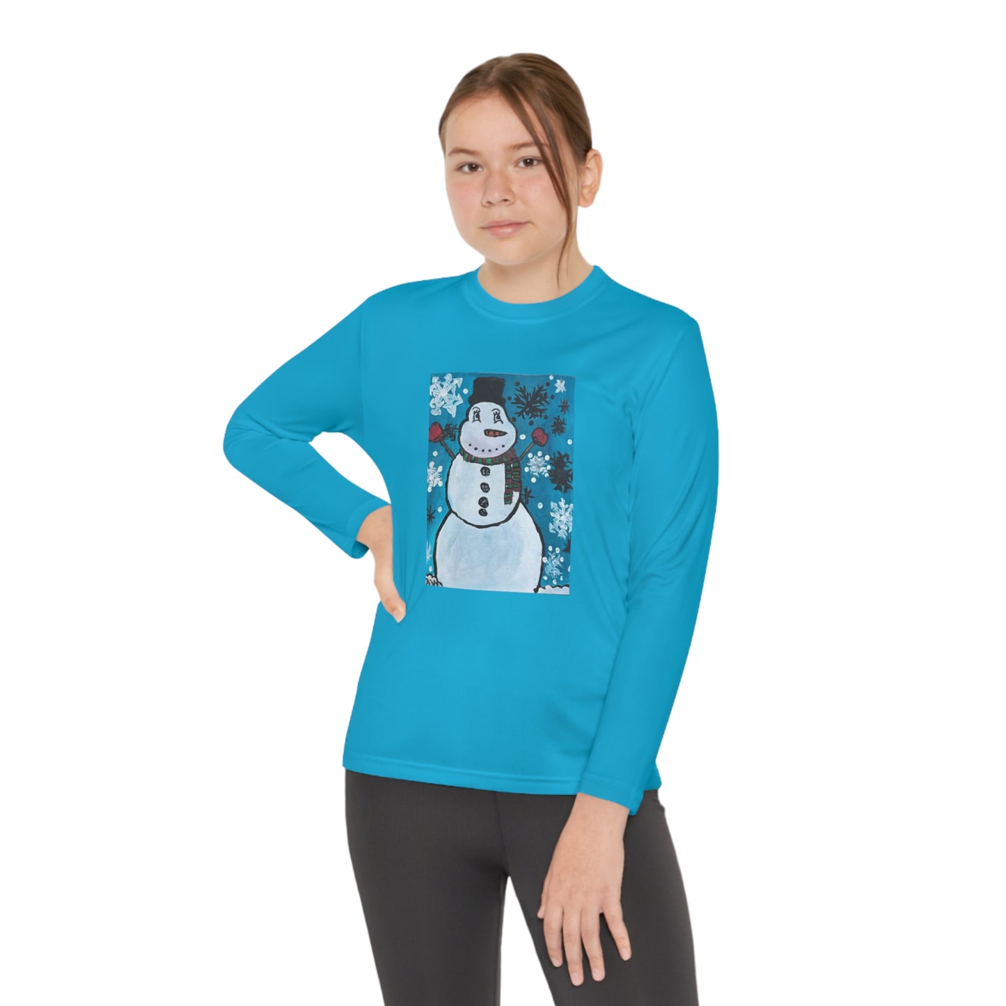 Happy Snowman Youth Long Sleeve Competitor Tee