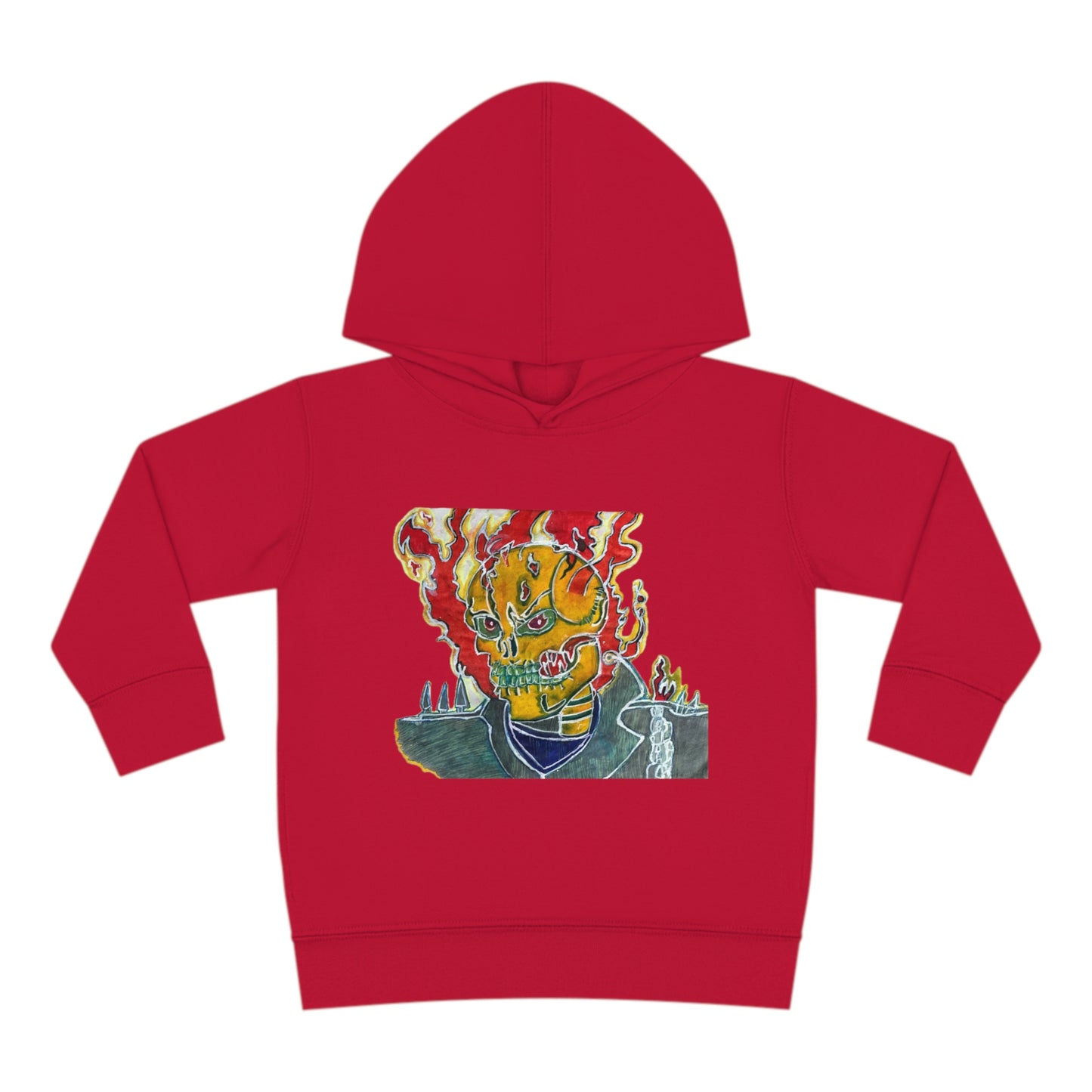 Skeleton On Fire Toddler Pullover Fleece Hoodie