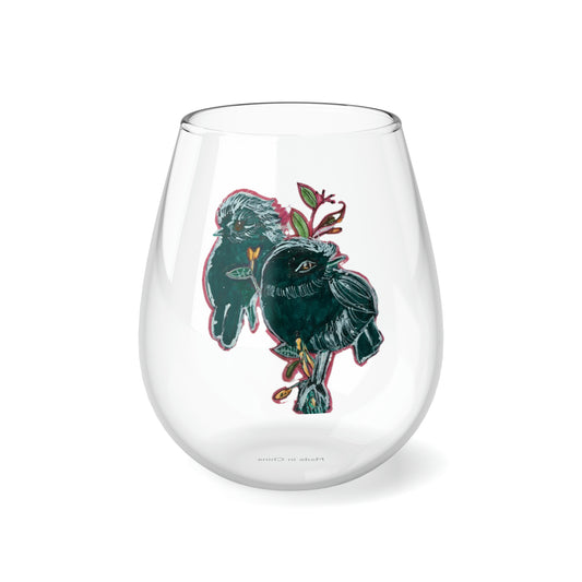 Birdie Original Artwork Stemless Wine Glass, 11.75oz