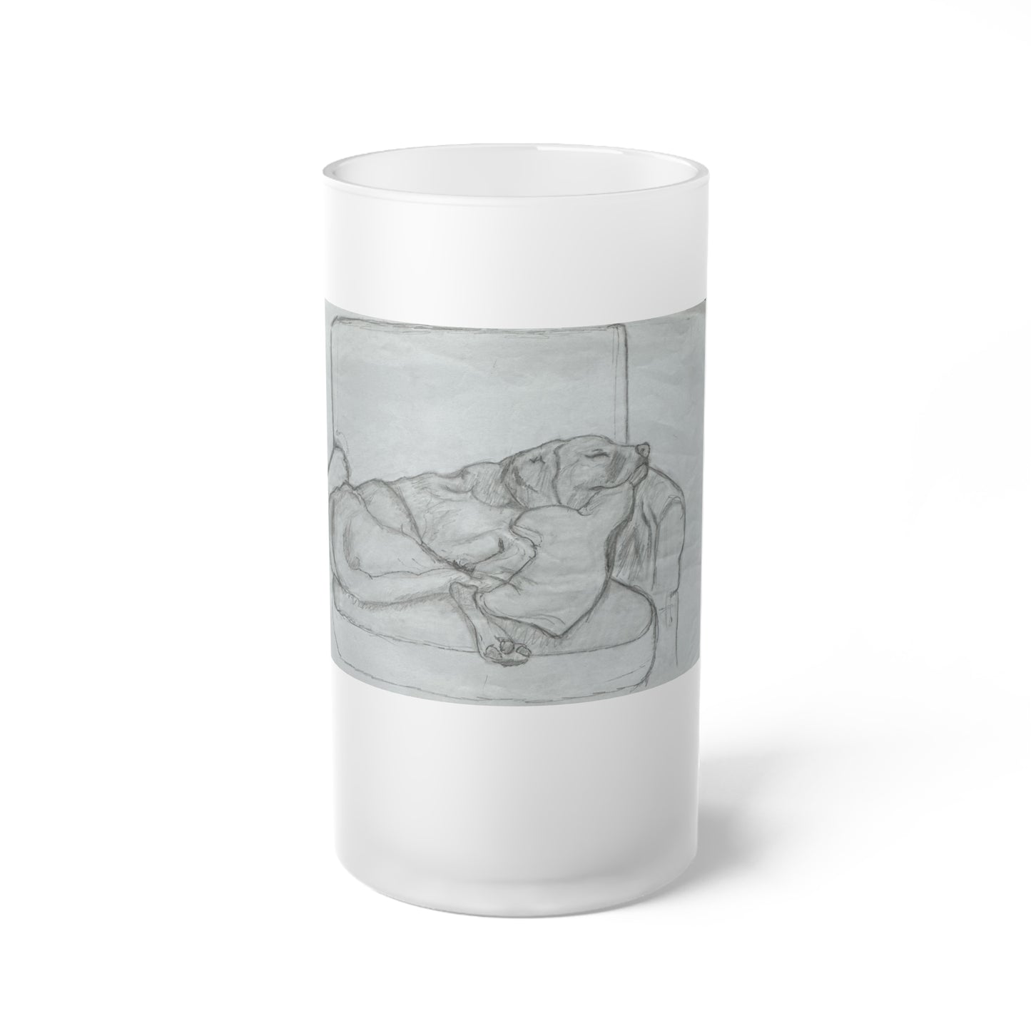 Sleeping Dog Frosted Glass Beer Mug