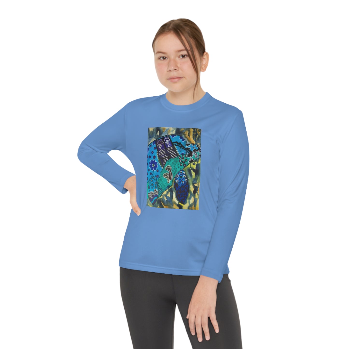 Psychedelic Sea Turtle Youth Long Sleeve Competitor Tee