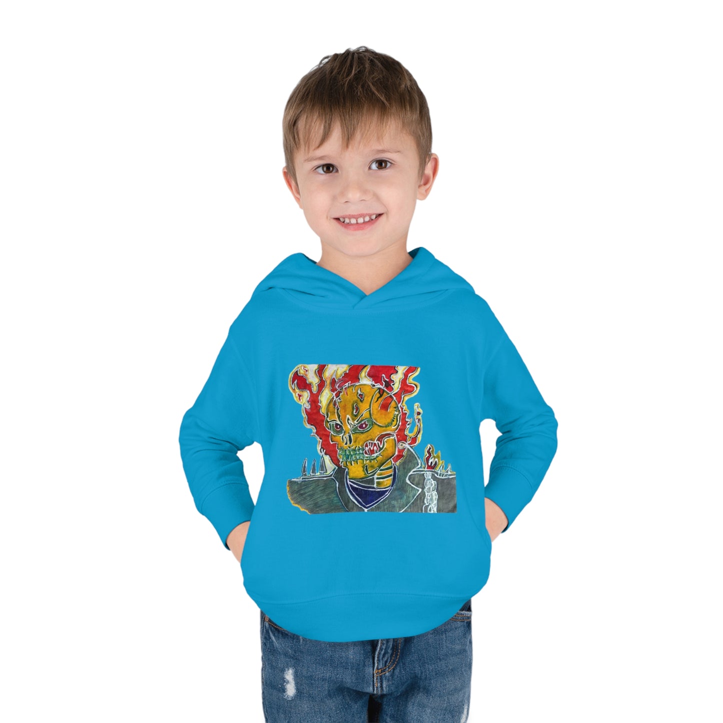 Skeleton On Fire Toddler Pullover Fleece Hoodie