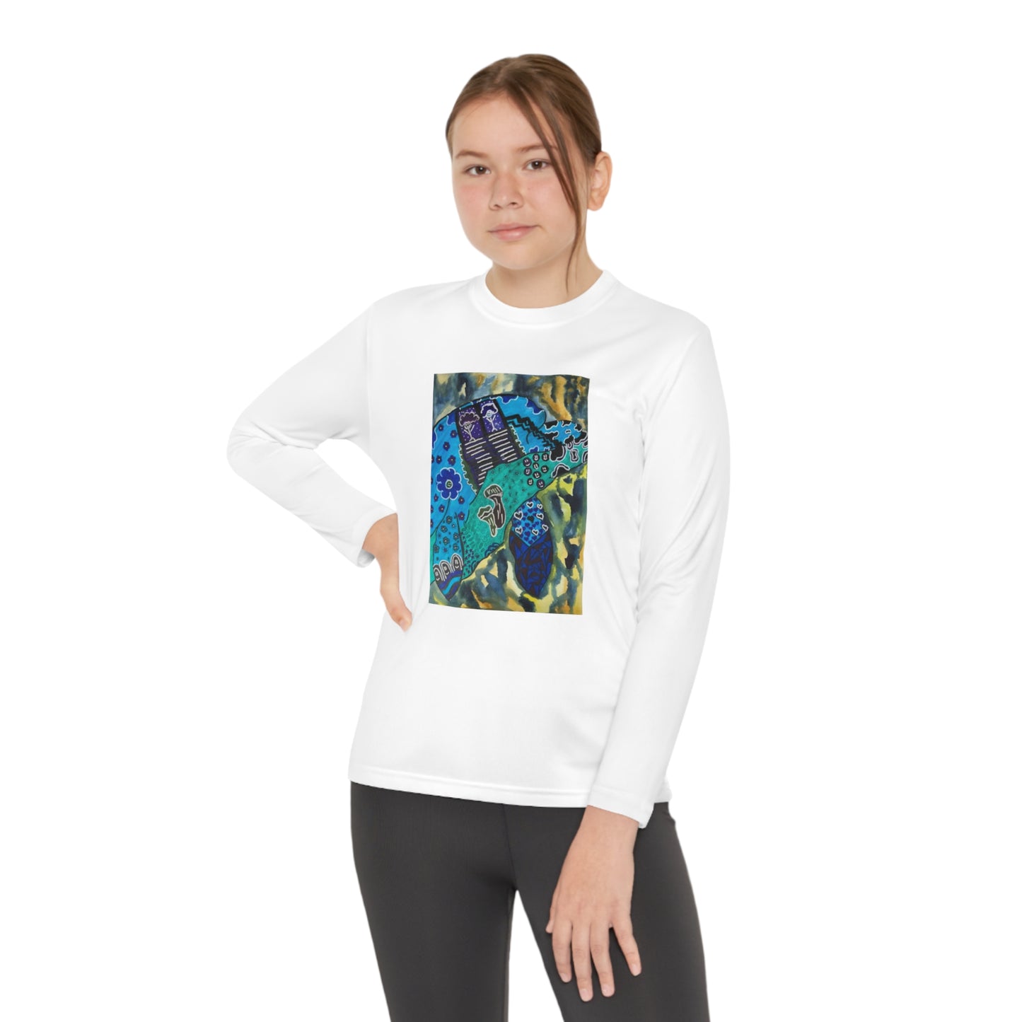 Psychedelic Sea Turtle Youth Long Sleeve Competitor Tee