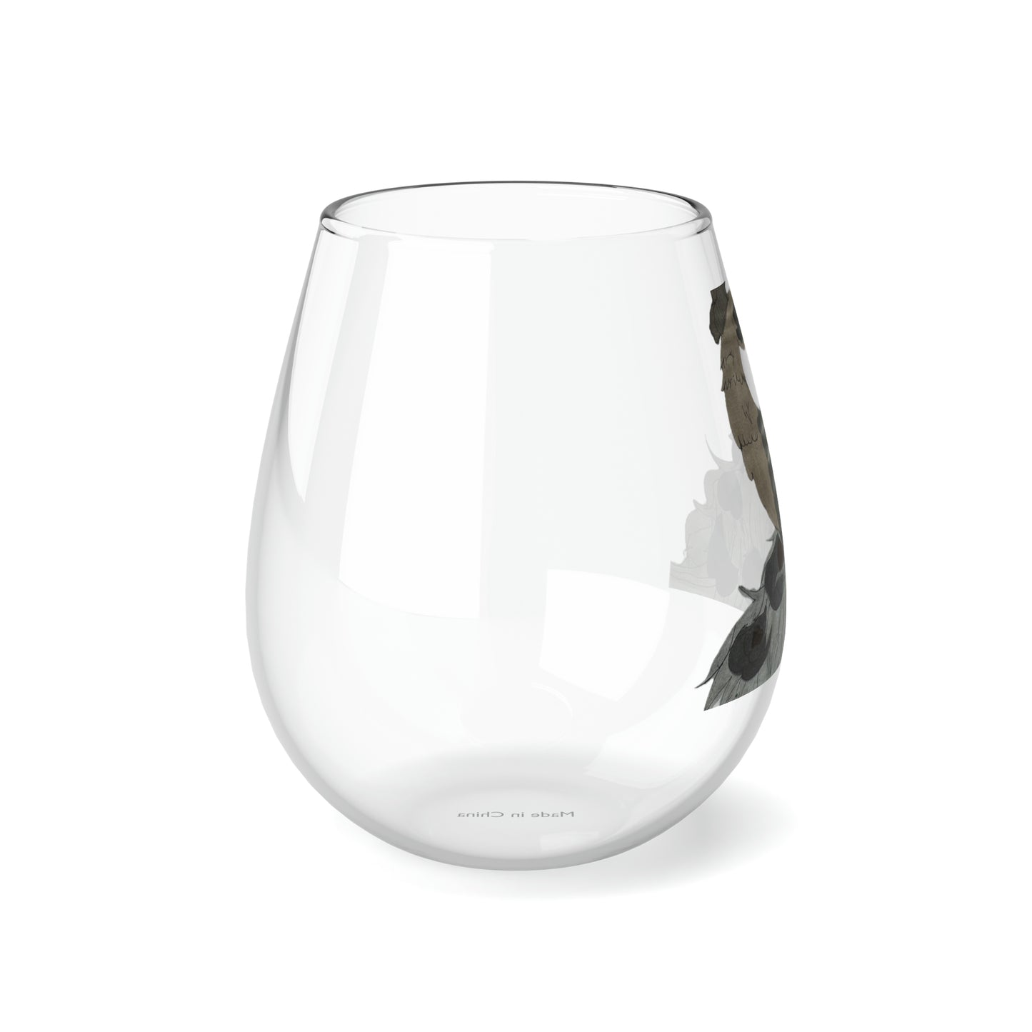 Fancy Peacock Stemless Wine Glass, 11.75oz