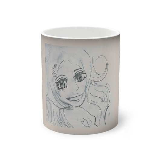 Anime Smiling Girl Color-Changing Mug, 11oz