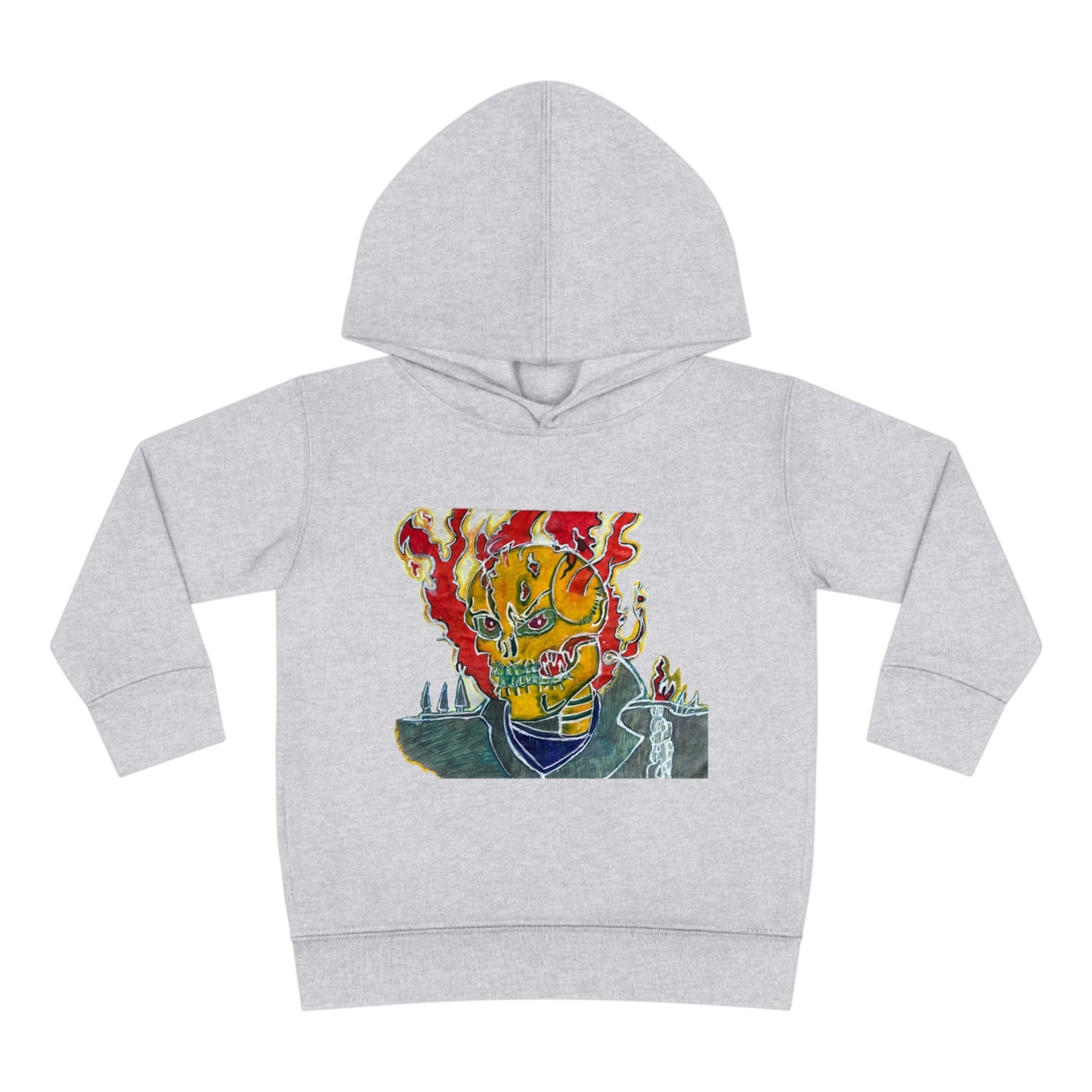 Skeleton On Fire Toddler Pullover Fleece Hoodie