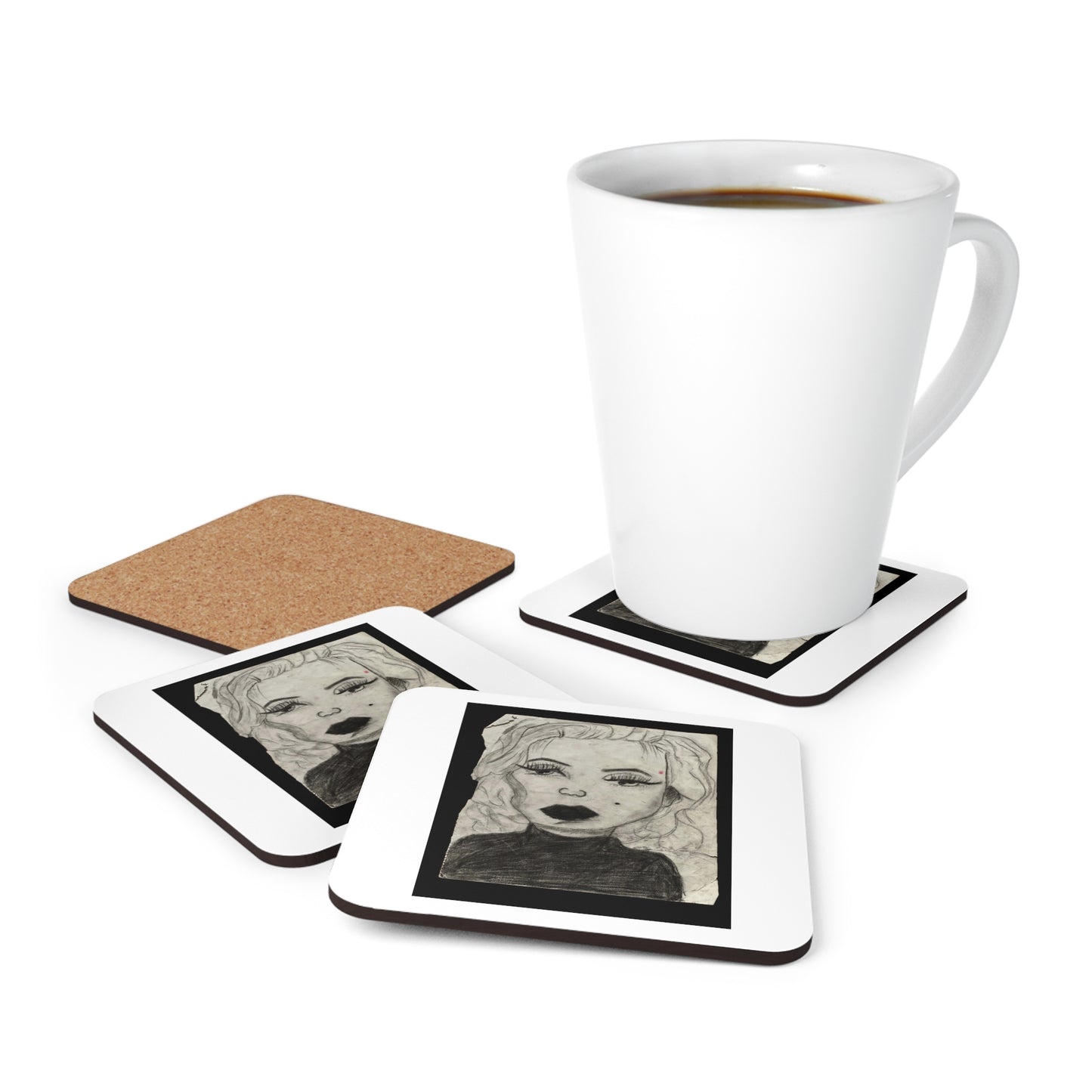 Retro 50s Leading Lady Corkwood Coaster Set