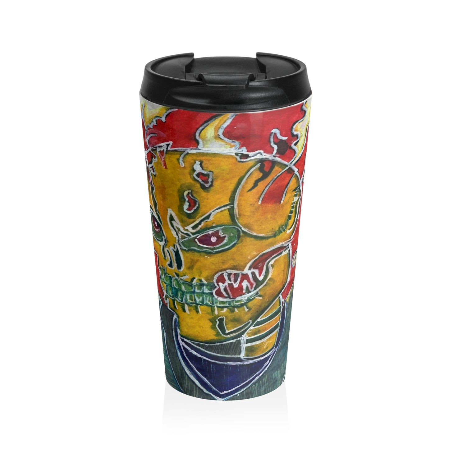 Skeleton On Fire Stainless Steel Travel Mug