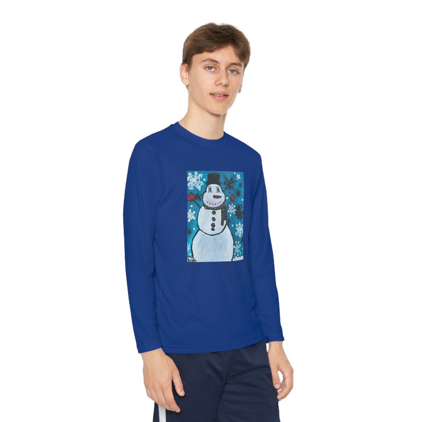 Happy Snowman Youth Long Sleeve Competitor Tee