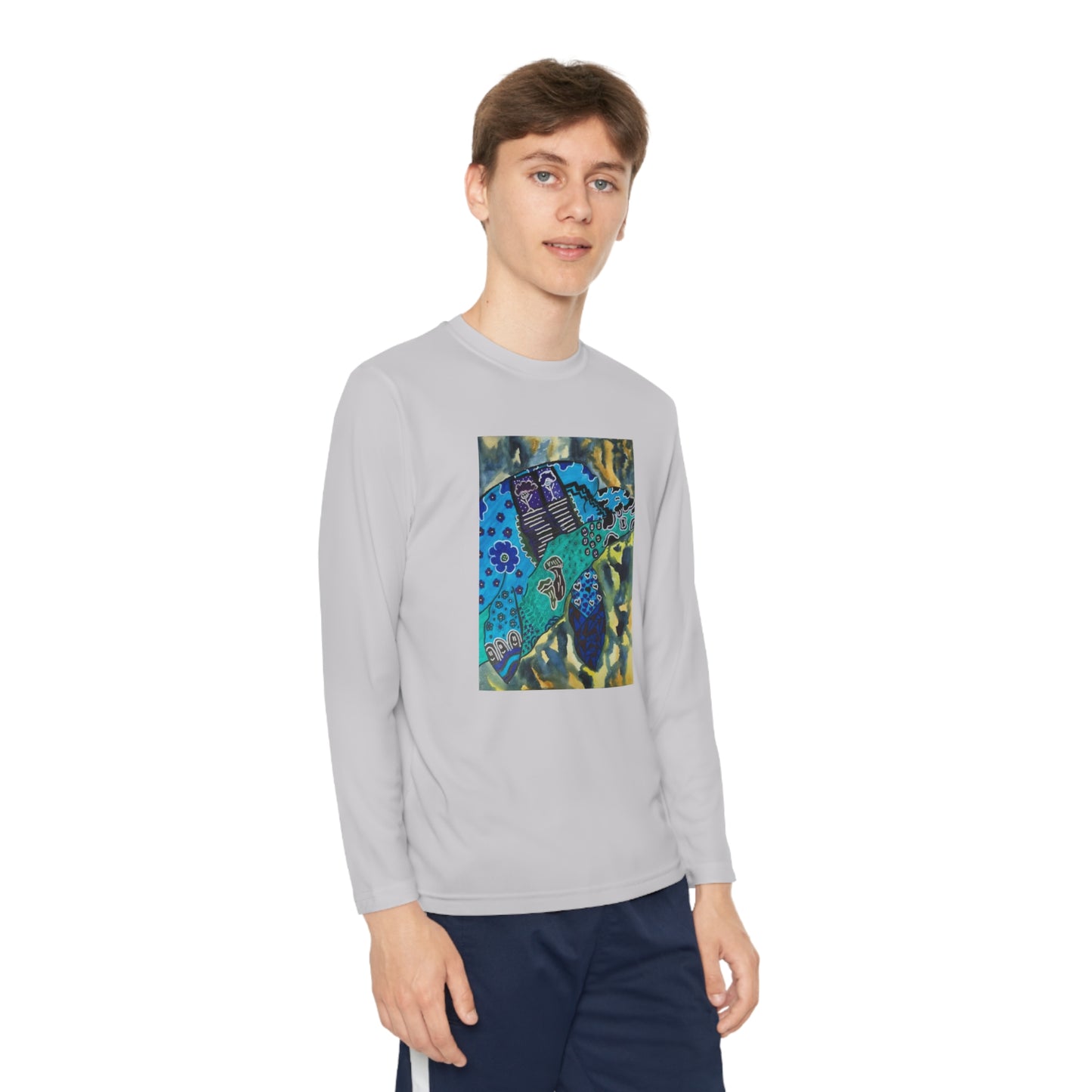 Psychedelic Sea Turtle Youth Long Sleeve Competitor Tee