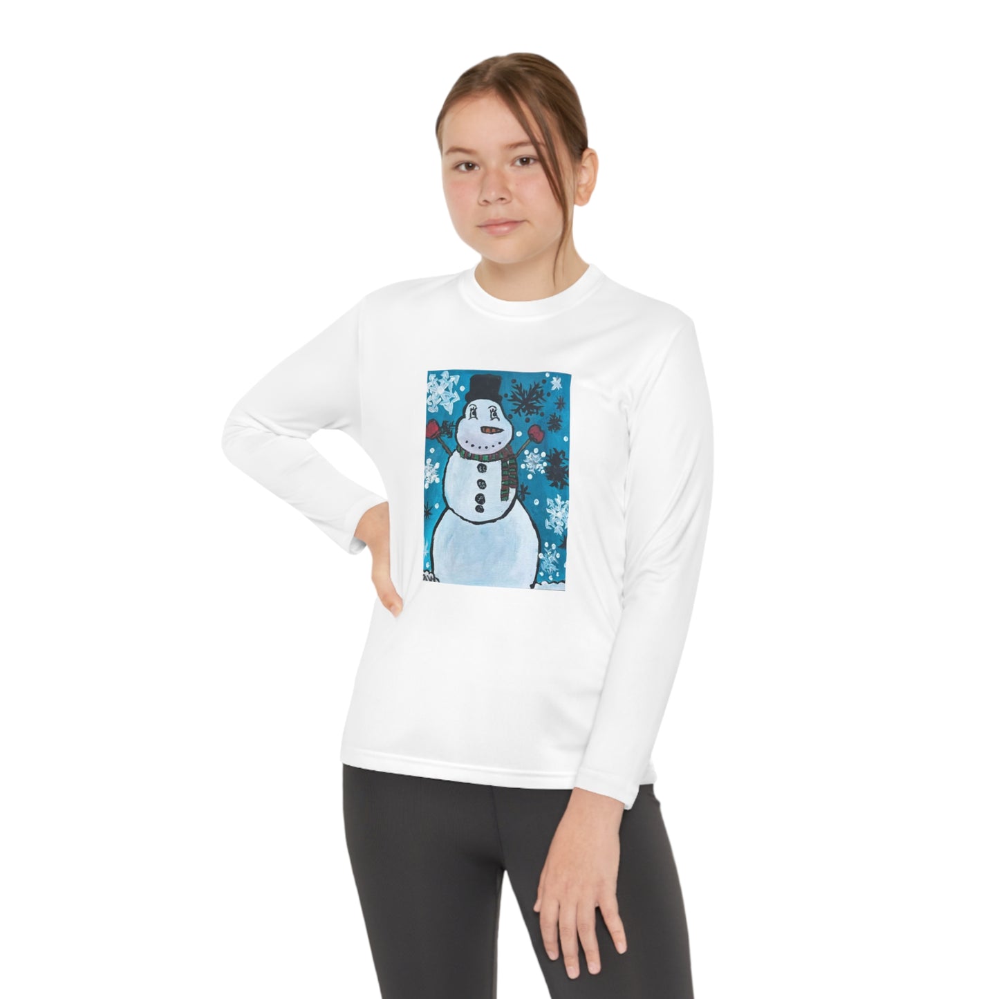 Happy Snowman Youth Long Sleeve Competitor Tee