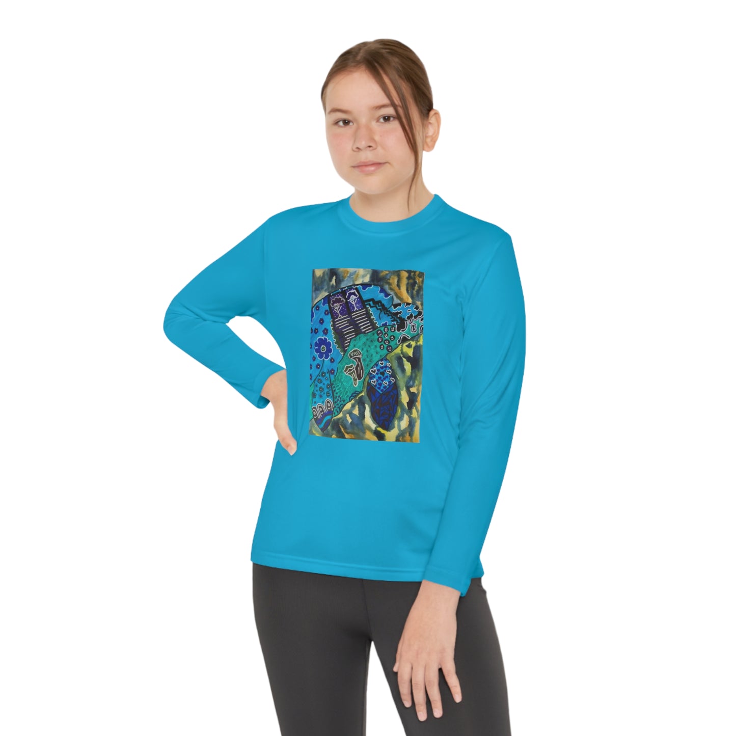 Psychedelic Sea Turtle Youth Long Sleeve Competitor Tee