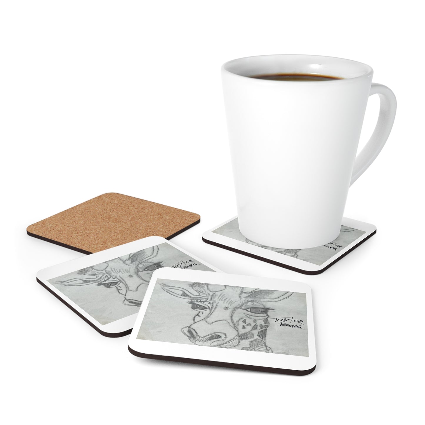 Giraffe Corkwood Coaster Set