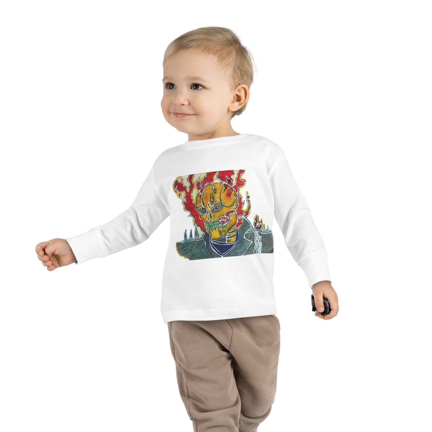 Skeleton On Fire Toddler Long Sleeve Tee