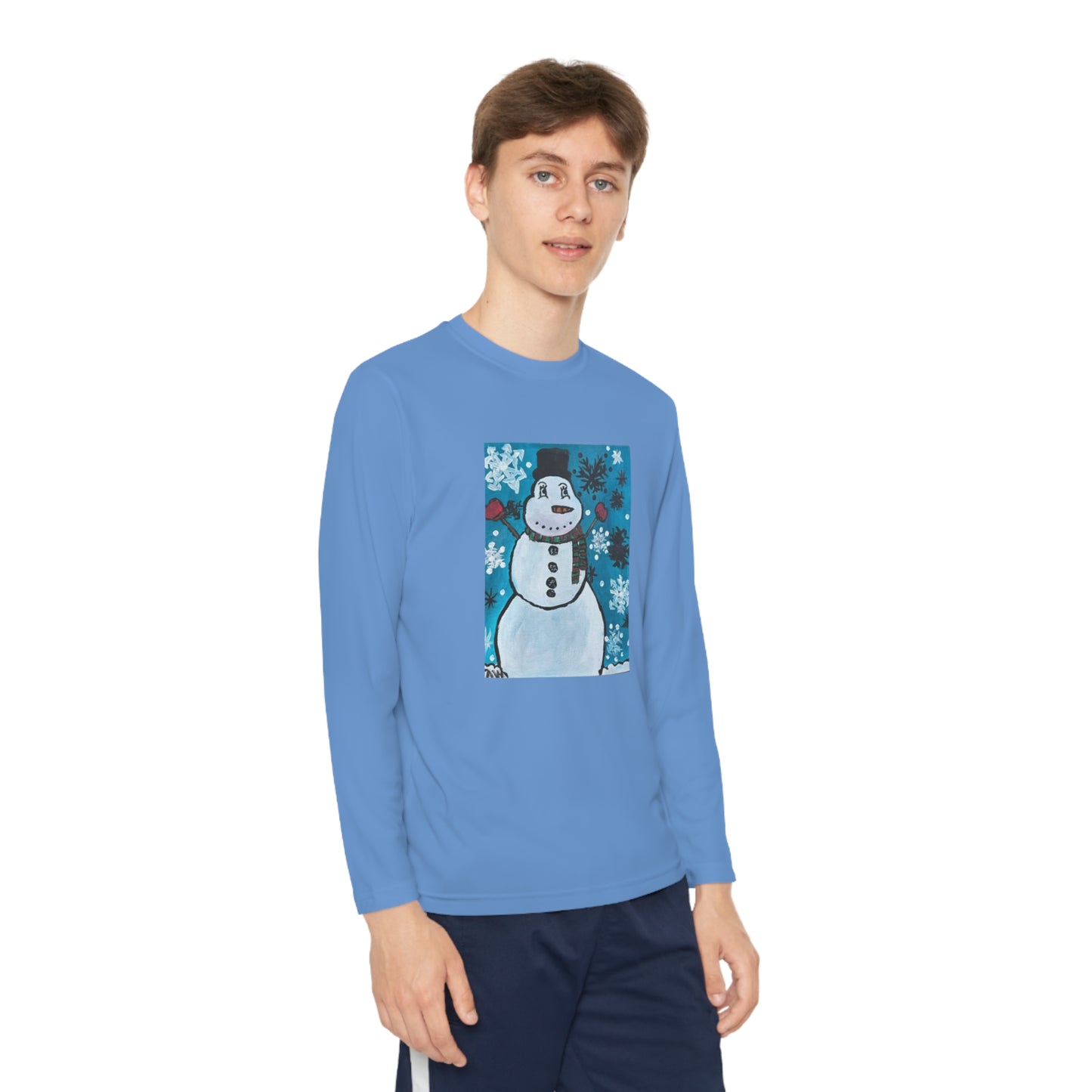 Happy Snowman Youth Long Sleeve Competitor Tee